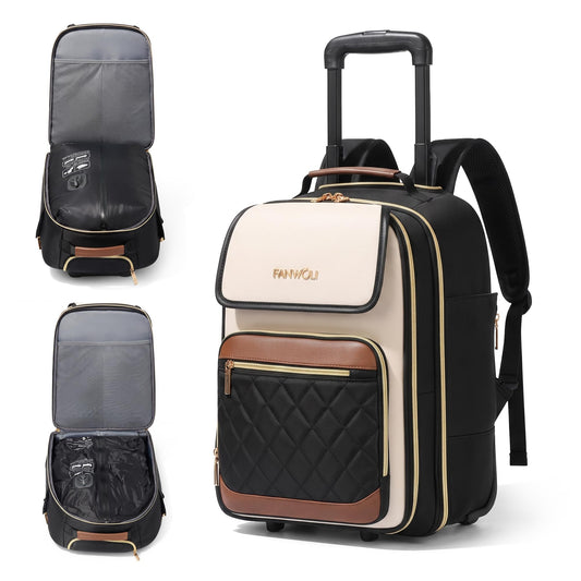 Underseat Rolling Backpack with Wheels, Black Backpack by Fanwoli