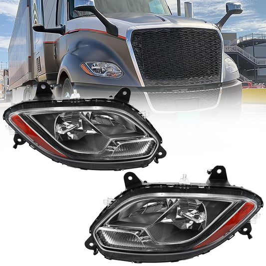 aostirmotor Headlight Assembly Pair for 2018-2023 International LT625 Class 8 Truck Headlamps LED Low Beam + Halogen High Beam (Left and Right Side)