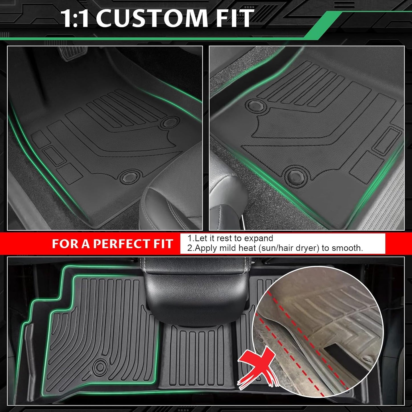 Floor Mats for Toyota Grand Highlander 2024 2025 2026,7 Seat, Hybrid & Gas, Custom Fit Grand Highlander Floor Mats, TPE All Weather 1st & 2nd & 3rd Row & Cargo Liner & Seatback Mat