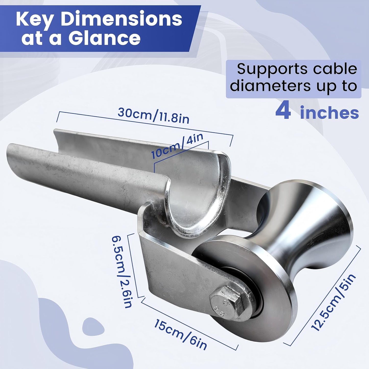 4-Inch Stainless Steel Cable Puller Sheave, Cable Feeding Sheave,Allowing The Cable Being Fed Into The Conduit to Smoothly Roll Over The Sheave,Heavy Duty Steel Pulleys for Large Scale