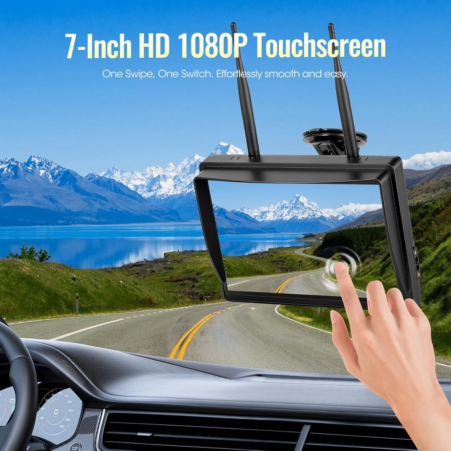 Magnetic Wireless RV Backup Camera System, 7.0" 1080P Touchscreen DVR Rear Camera Compatible with Furrion Pre-Wired Plug, Night Vision Waterproof Camera for Hitching, RV, Trailer, Truck, V04