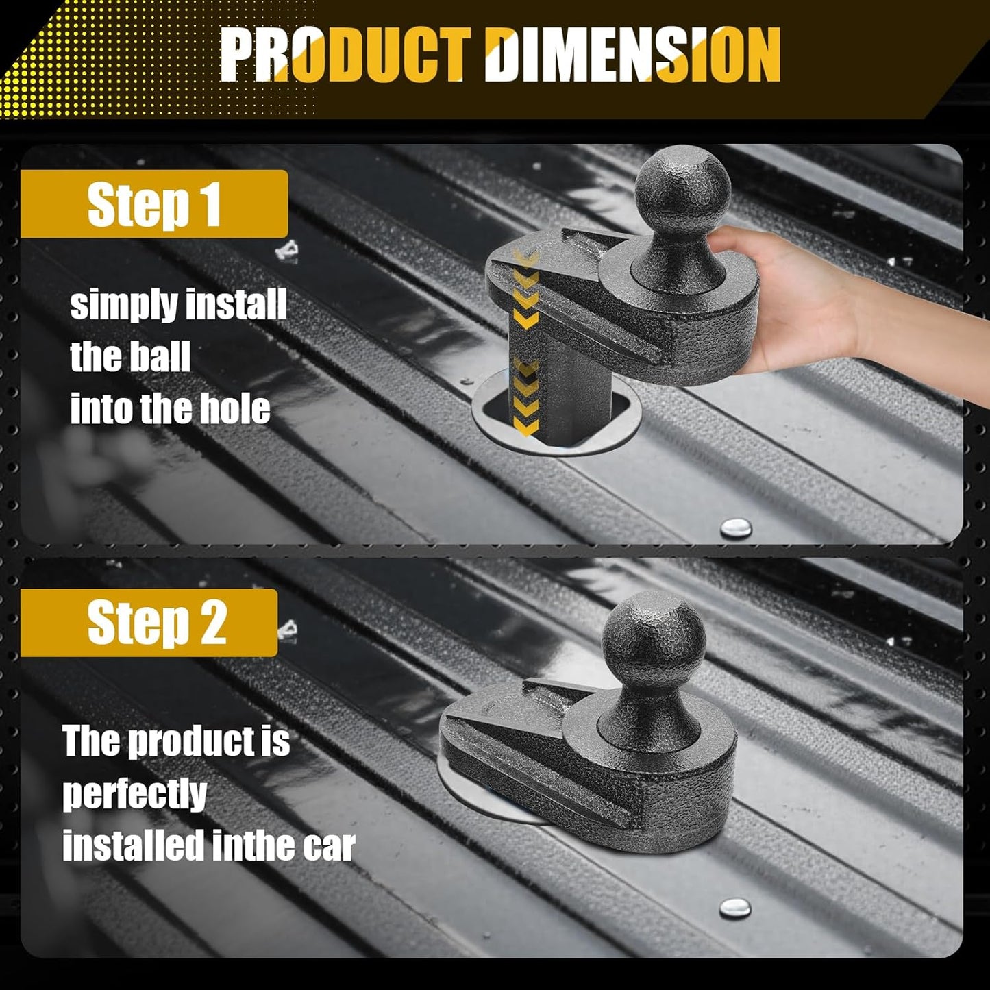 4" Offset Gooseneck Ball Extender with Anti-Rattle PU Washers, Square Base 2-5/16" Ball, 2" Rise, Coupler Support, Reinforced Gusset for Square Turnover Ball Hitches Grey 4" Extension