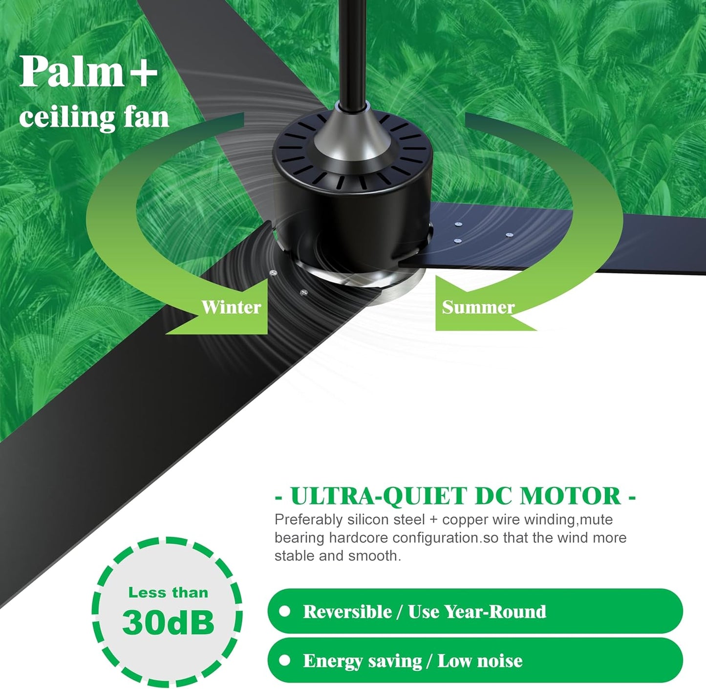 Fande-Aire Ceiling Fan no Light - Outdoor Ceiling Fan, 52 inch Ceiling Fan Without Light with 3 Blade and 3 Speeds for Patios, Bedroom Living Room,