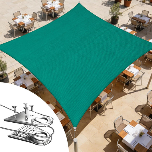 22' x 24' Green Rectangle Super Ring Sun Shade Sail Canopy RSTAWS, Heavy Duty Durable Structure, Reinforced Corners & Edges, 260 GSM Permeable Fabric (We Make Custom Size)