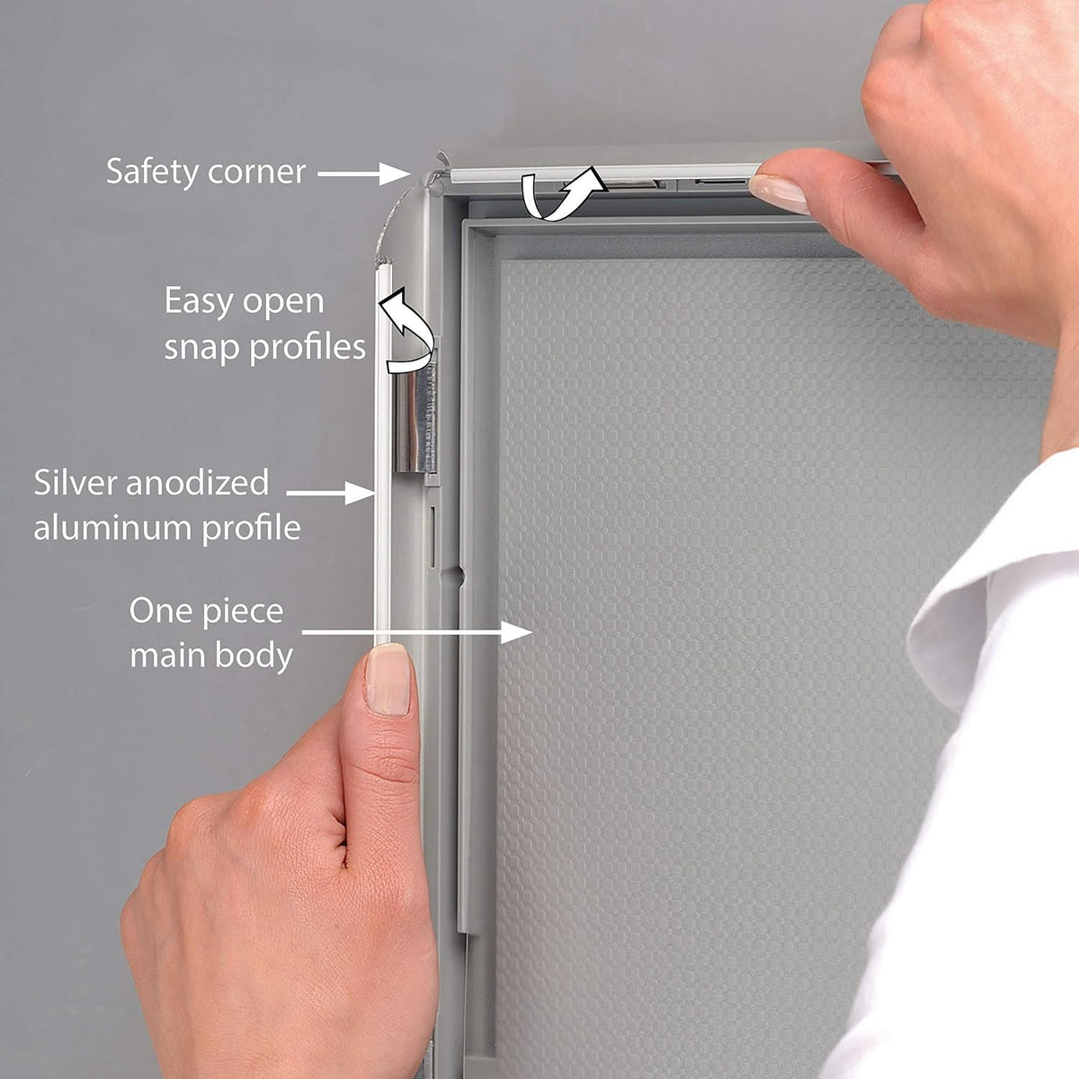 M&T Displays Opti Snap Poster Frame 11x17 Inch Silver 1" Aluminum Profile Front Loading Wall Mounting Photo Picture Document Certificate Sign Holder Mitered Corner Anti Glare Cover (5 pack)