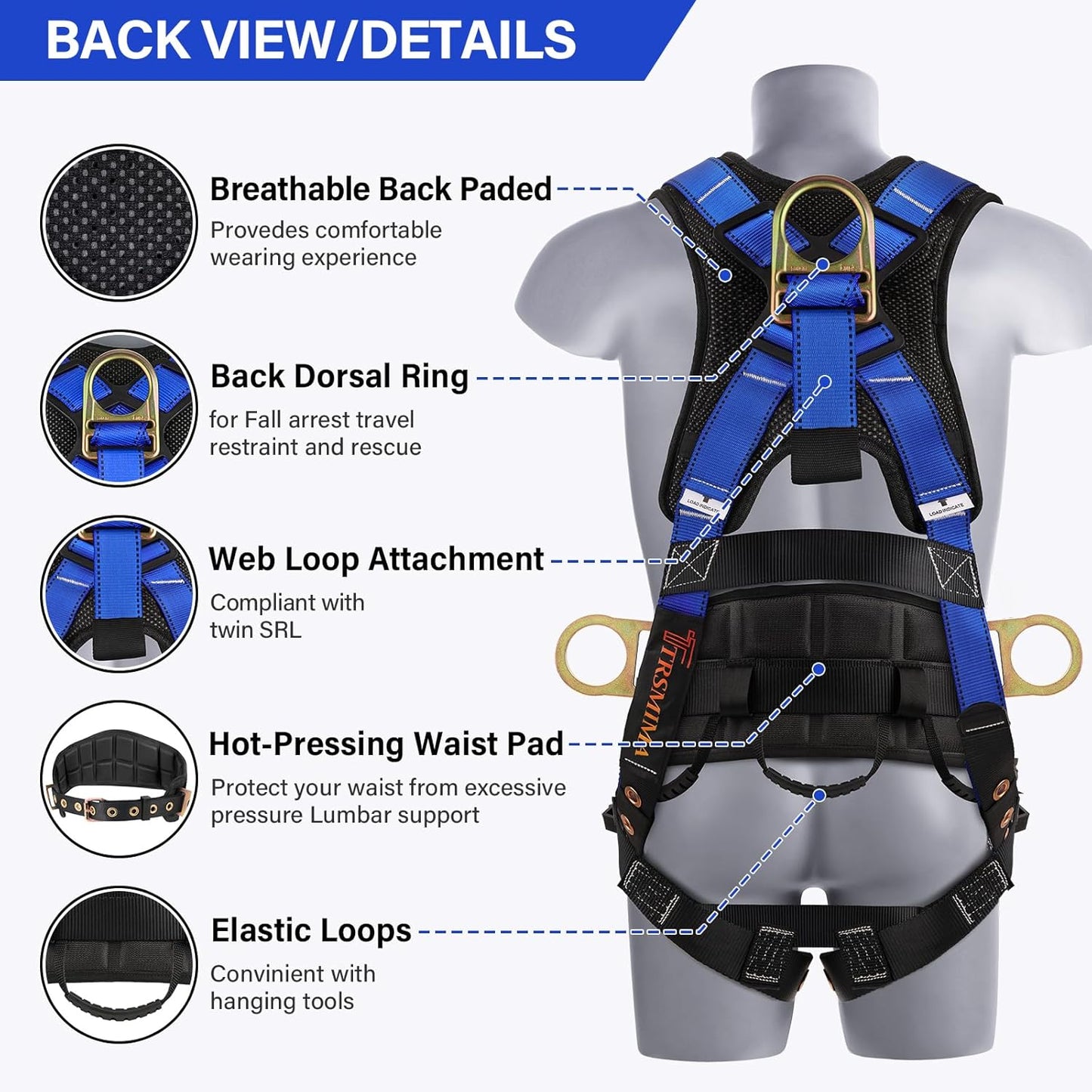 Safety Harness Fall Protection - Roofing Full Body Harness