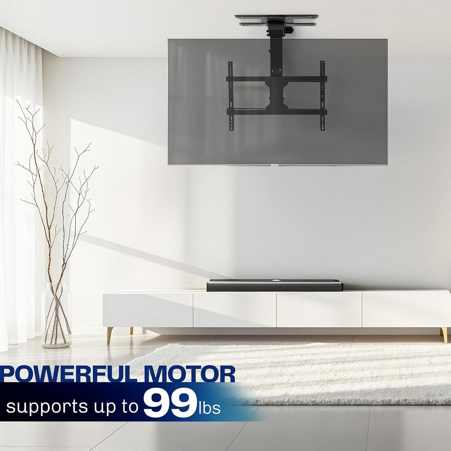 Electric Flip Down Ceiling TV Mount for 37 to 70 inch Screens, Large Motorized Flat or Pitched Ceiling VESA