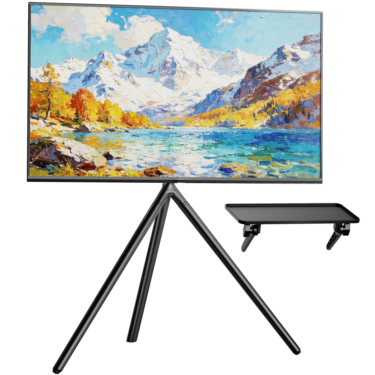 Tripod TV Stands for 45-65 inch TV up to 88 lbs with Shelf, Swivel and Height Adjustable Tall Easel TV Stand for Samsung, LG TVs —VESA Required Max 400 * 400 mm