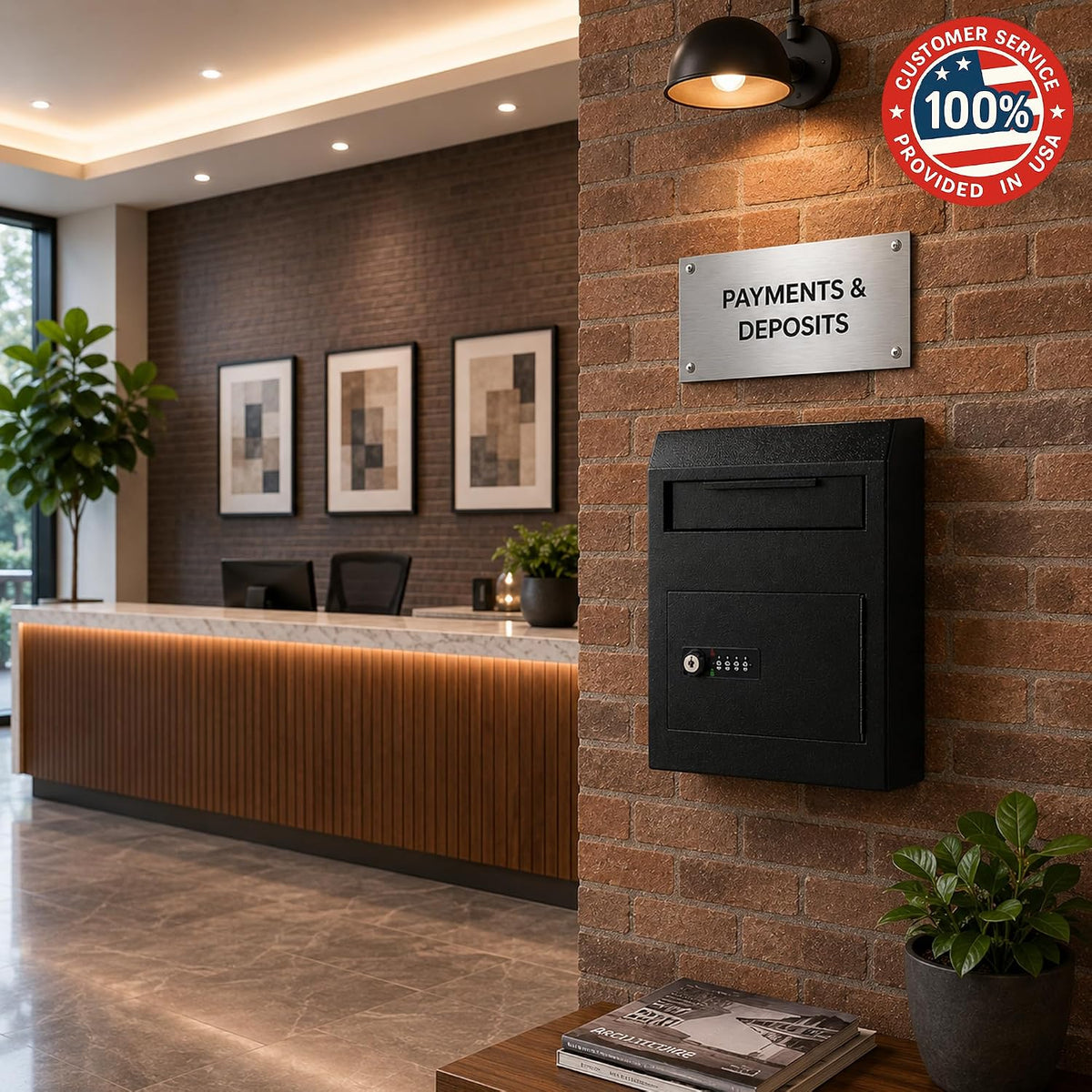 Anti-Fishing Key Drop Box with Combination Lock & Backup Key