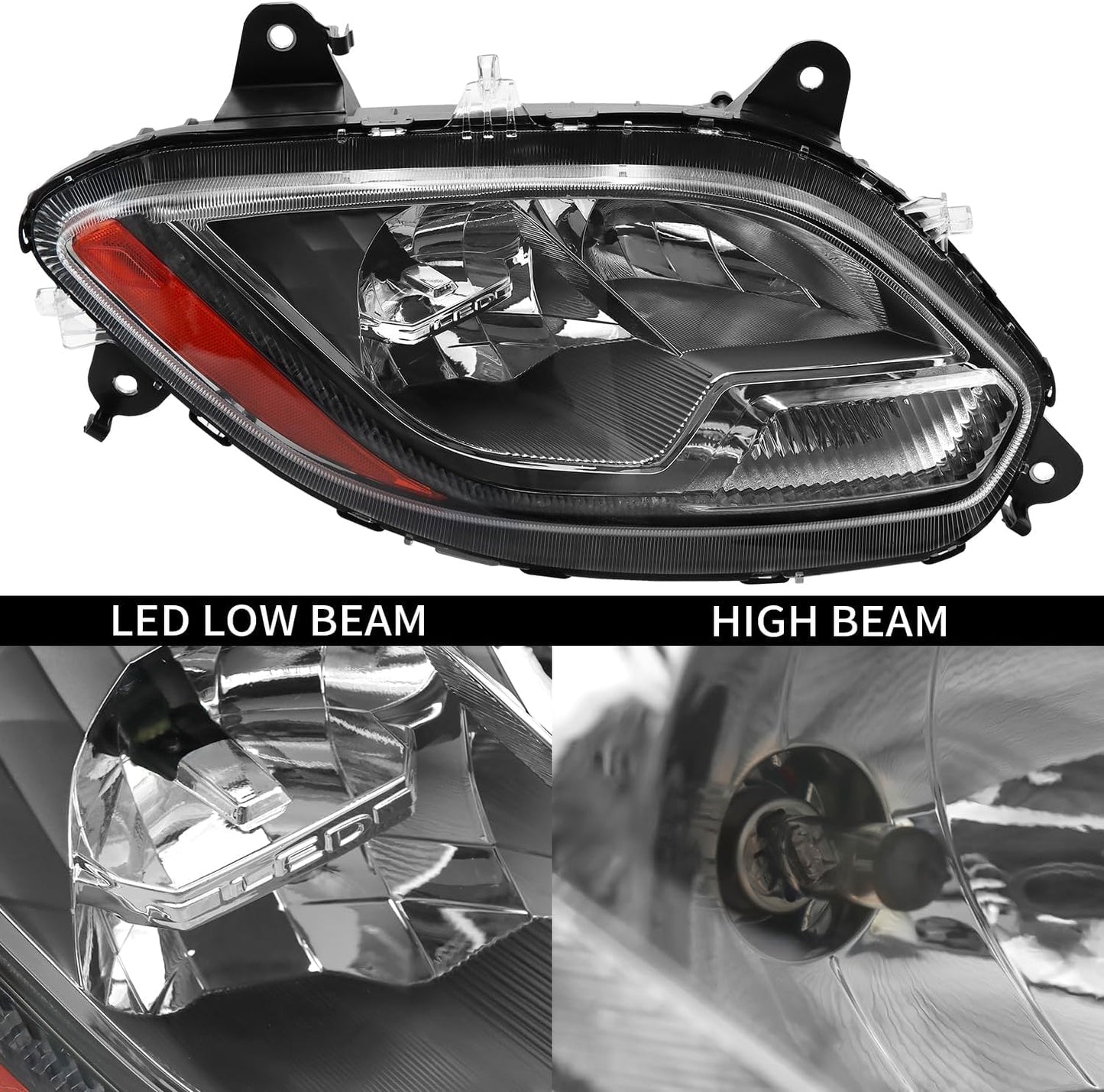aostirmotor Headlight Assembly Pair for 2018-2023 International LT625 Class 8 Truck Headlamps LED Low Beam + Halogen High Beam (Left and Right Side)