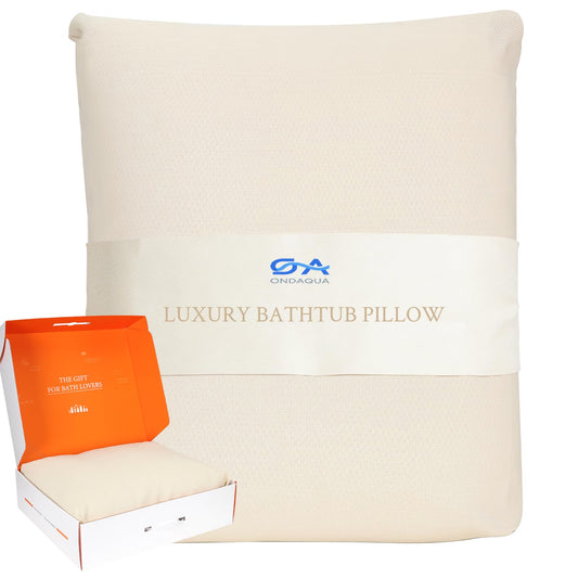 Luxury Bathtub Pillow, Gift for Christmas Birthday Mother's Day, Skin-Friendly Cushion, Support Back, Neck & Head, Non-Slip, Adjustable Thickness, Washable & Quick-Drying - Ideal for Home Spa Days Ivory White Large