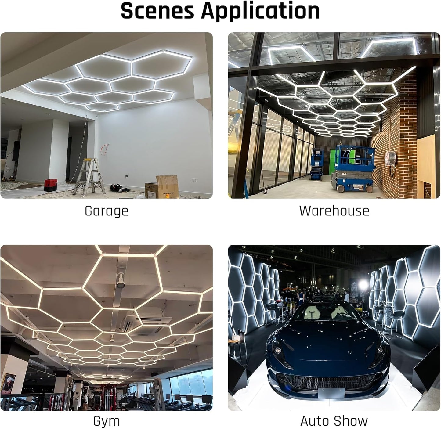 Hexagon LED Garage Lights - Hexagonal LED Lights, 548W 65760 lumens, 3 Color Hexagon Lights with Warm Light 6500K/3000K/4500K, Hexagon Lighting for