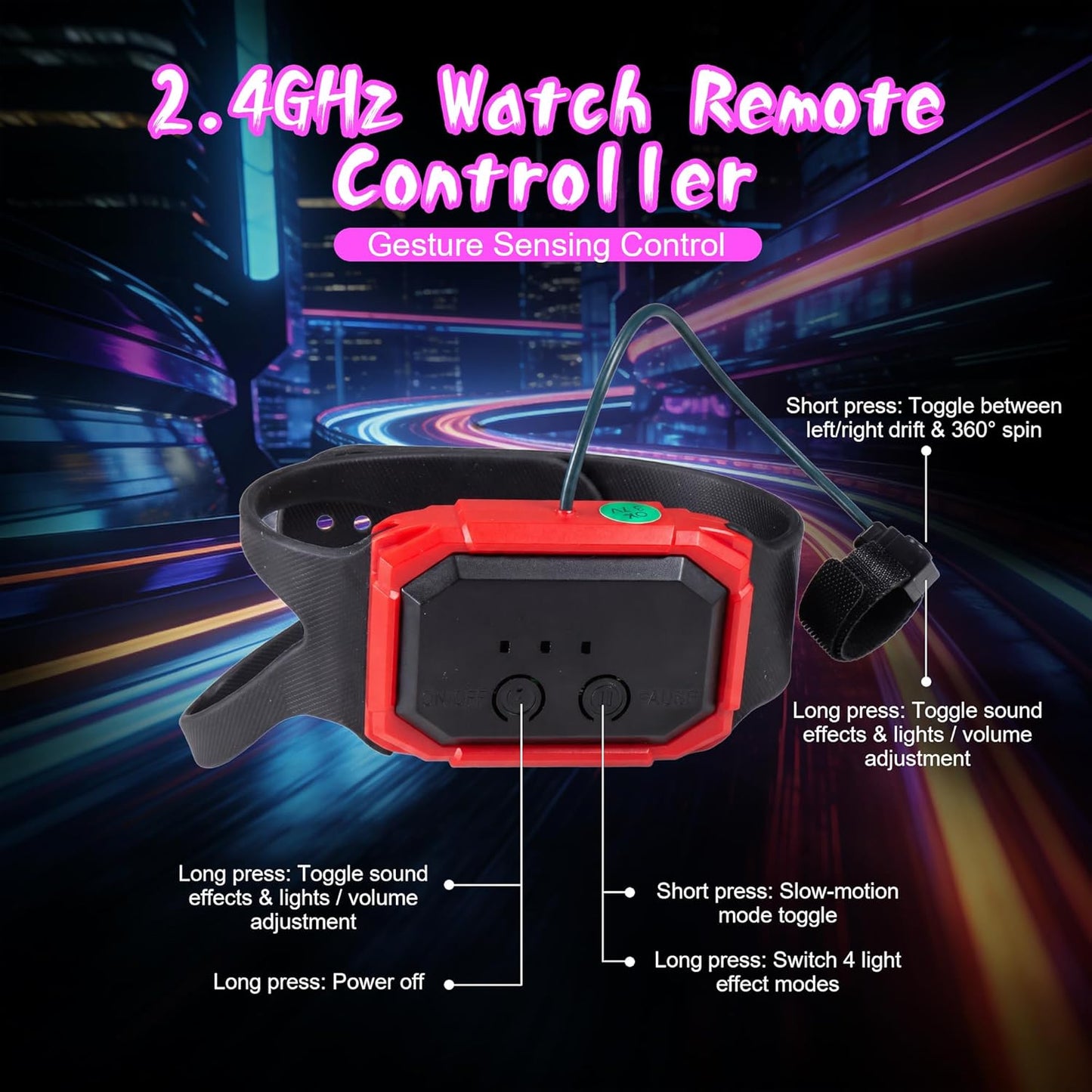 Gesture Sensing RC Stunt Car for Boys 6-12, Hand Controlled Drifting Remote Control Car with Mist Spray & LED, 2.4GHz 50 Min Play Dual Batteries, 360° Spinning, Birthday Gift for Kids, Black