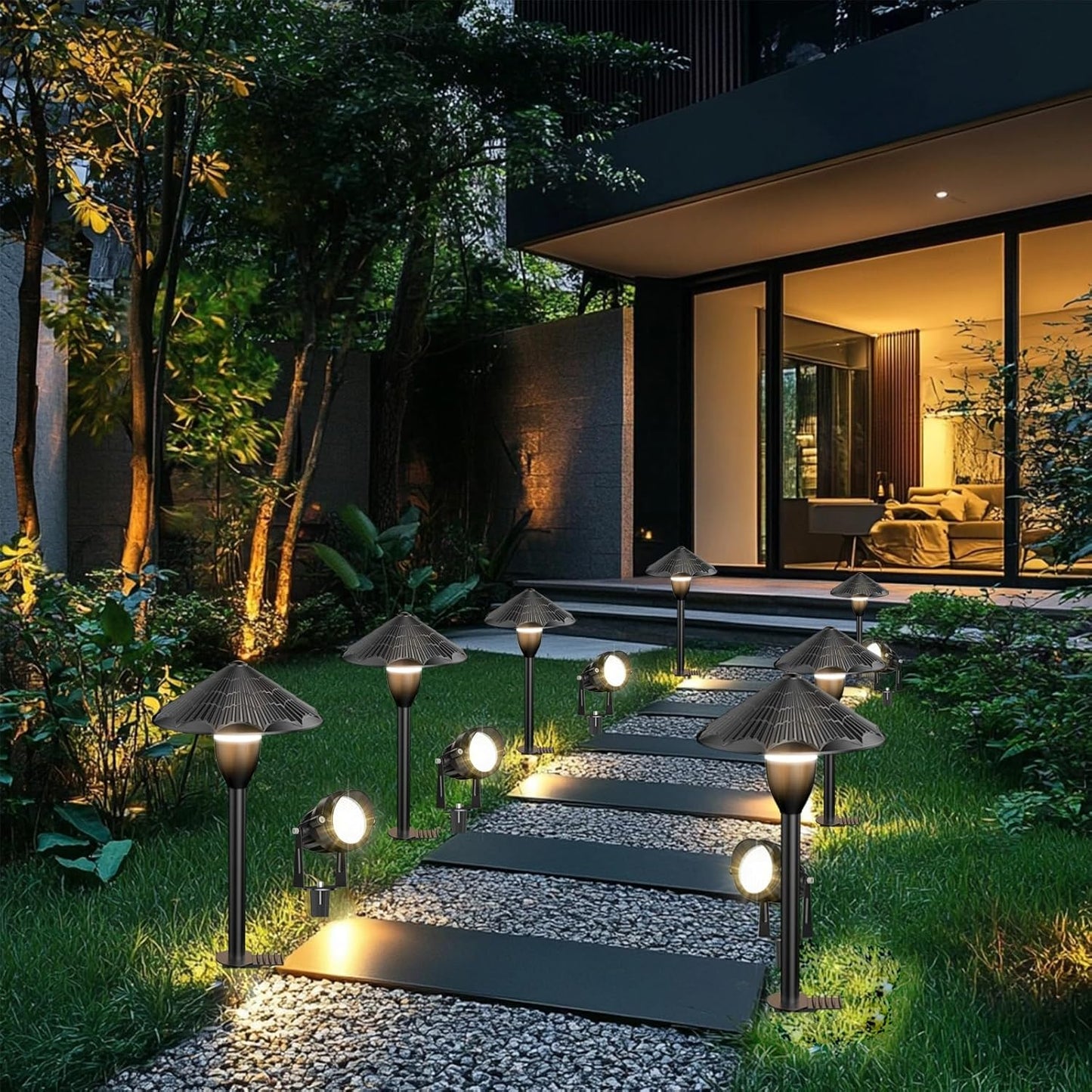 Cuguords,LED Landscape Lighting Kit,LED Low Voltage Pathway Lights,AC/DC 12-24V UL Listed Cord Waterproof,Outdoor Wired Landscape Light Sets,Outdoor