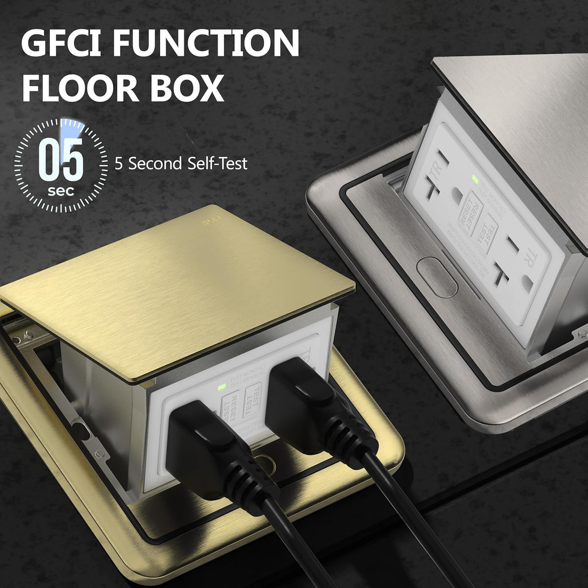 LIDER Soft Pop-Up Floor Box Kit, 20A GFCI Tamper-Resistant Receptacle ...