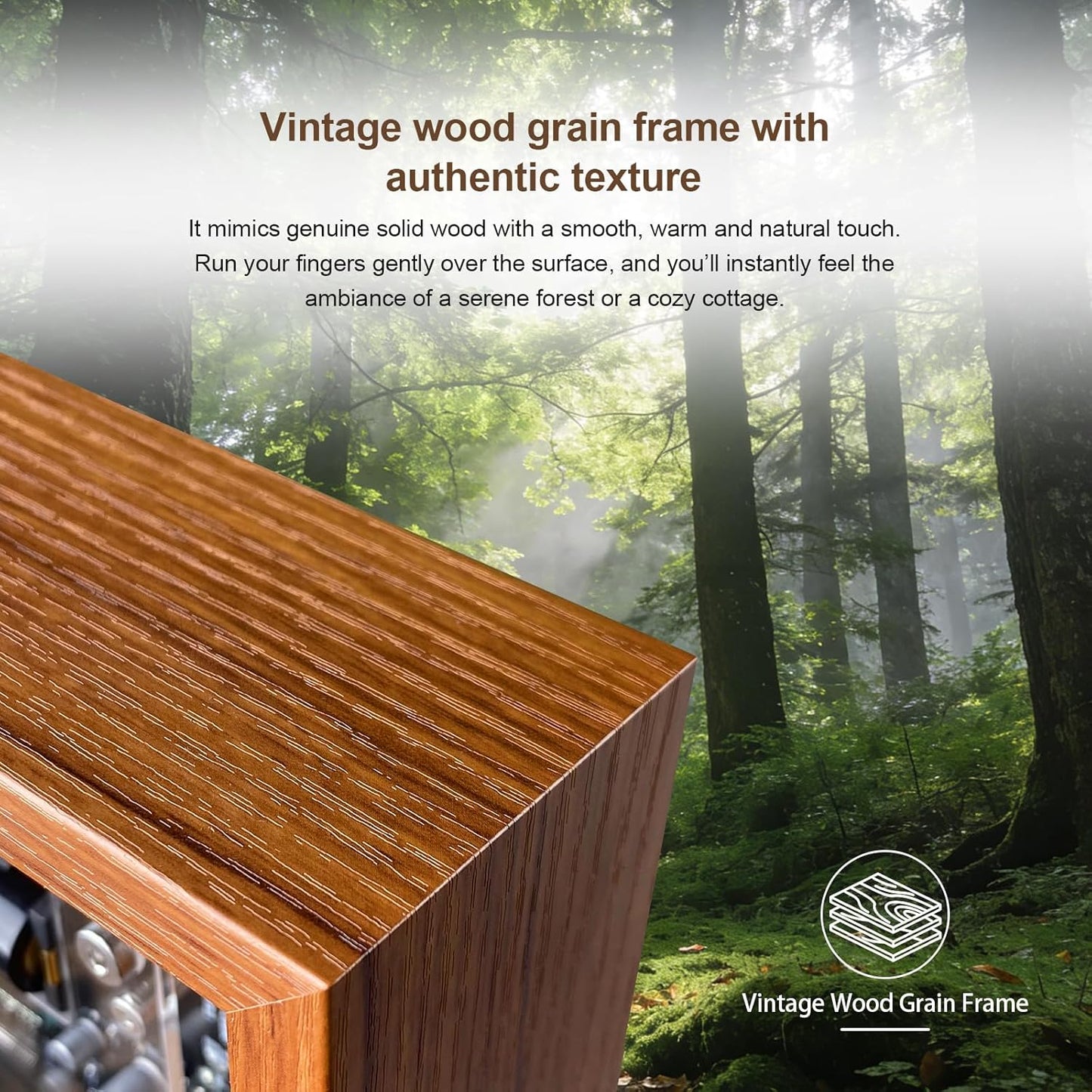 Decorative Wood Grain Frame CD Player, Retro & Fashionable Style with BT Pairing, 4-Hour Battery Wall/Tabletop Dual Use, for Birthday Christmas Housewarming (No CD or Speaker)