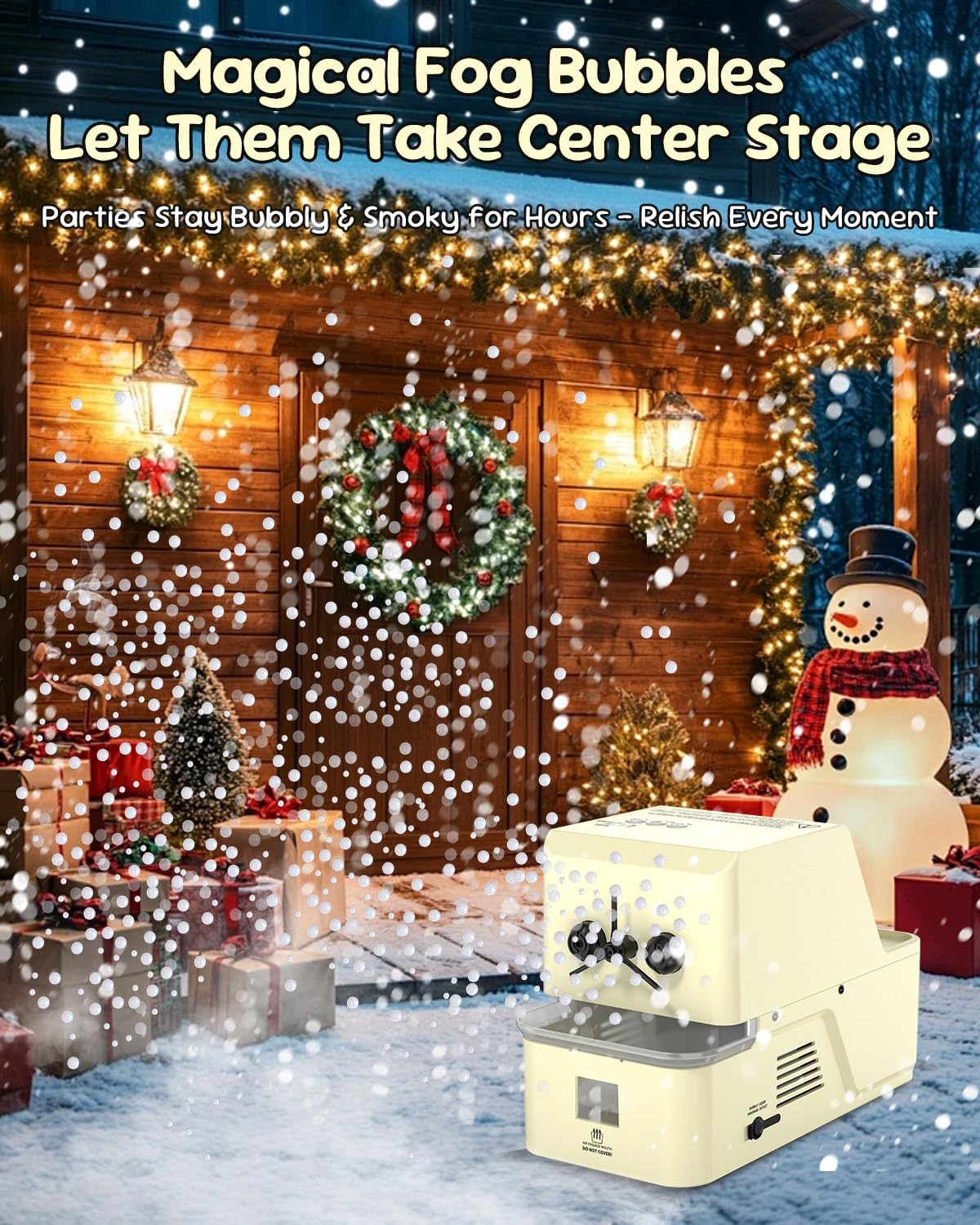 Smoke-Filled Bubble Machine, 450W Super Low Noise Fog Bubble Blower with Remote Control, 3-in-1 Modes, Creates Snow-Like Fog Bubbles, 8000+ bubbles Per Min, Ideal for Christmas Party Wedding Stage
