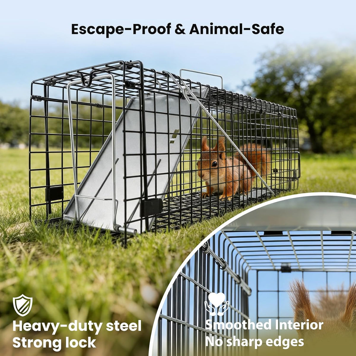 APXL Squirrel Trap Heavy Duty Folding 24" Live Trap Animal Trap Rabbit Trap