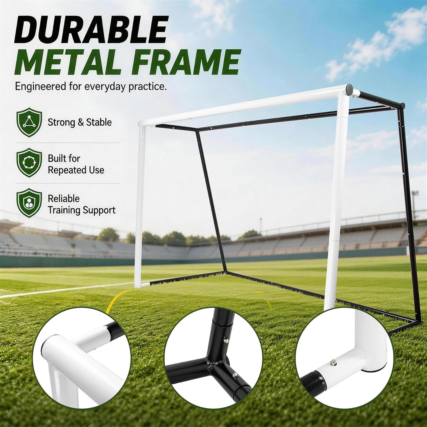 3-in-1 Soccer Goal & Soccer Rebounder, 6x4 ft/7x5 ft Soccer Net | Heavy-duty Steel Frame, 10-Ply Sturdy Net, Practice Shooting, Passing Accuracy & First-Touch Control for All Levels