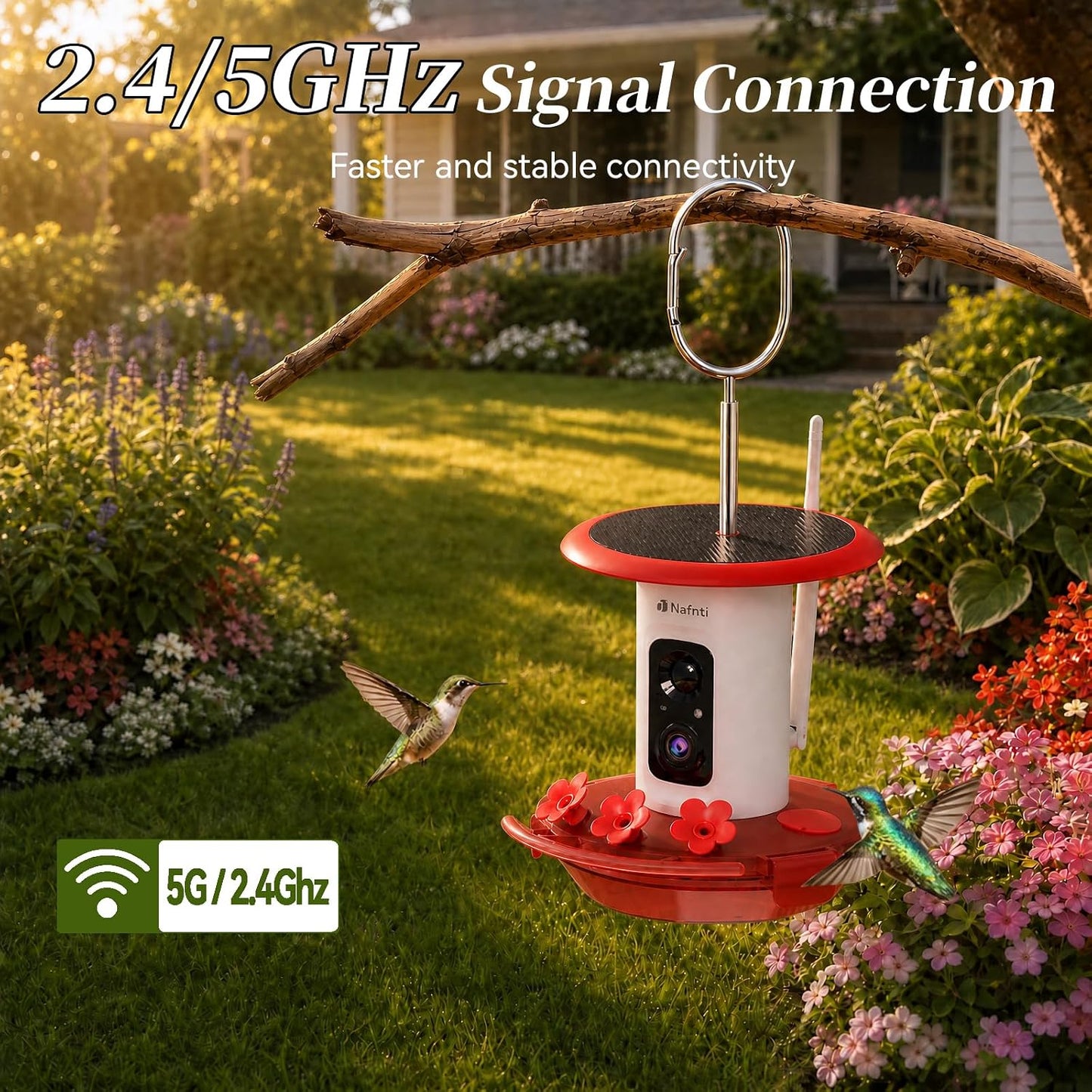Smart Hummingbird Feeder with Camera 5g WiFi- 3K HD Video Live, Leakproof & Bee Proof, AI Identify Instant Notification, Solar Powered Humming Bird Camera Feeder, Mom Birthday Gifts