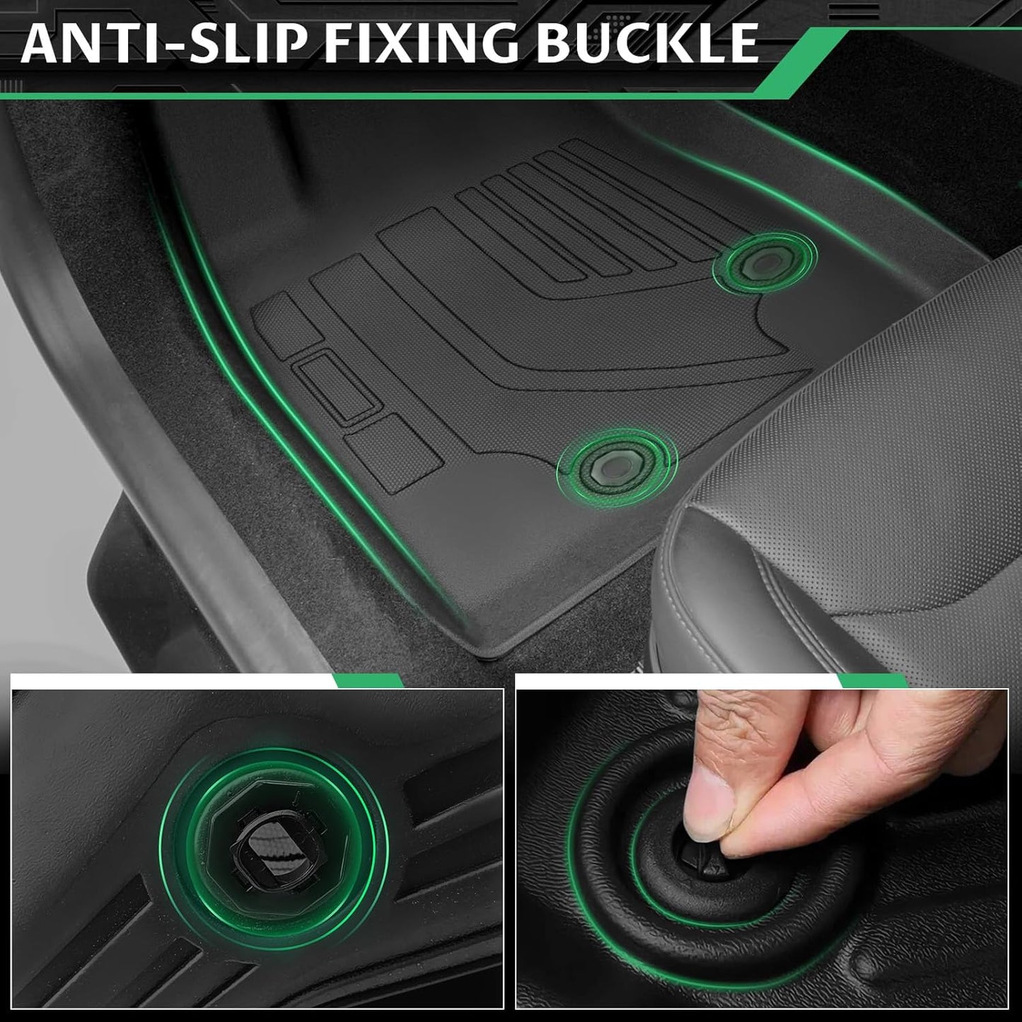 Floor Mats for Toyota Grand Highlander 2024 2025 2026,7 Seat, Hybrid & Gas, Custom Fit Grand Highlander Floor Mats, TPE All Weather 1st & 2nd & 3rd Row & Cargo Liner & Seatback Mat