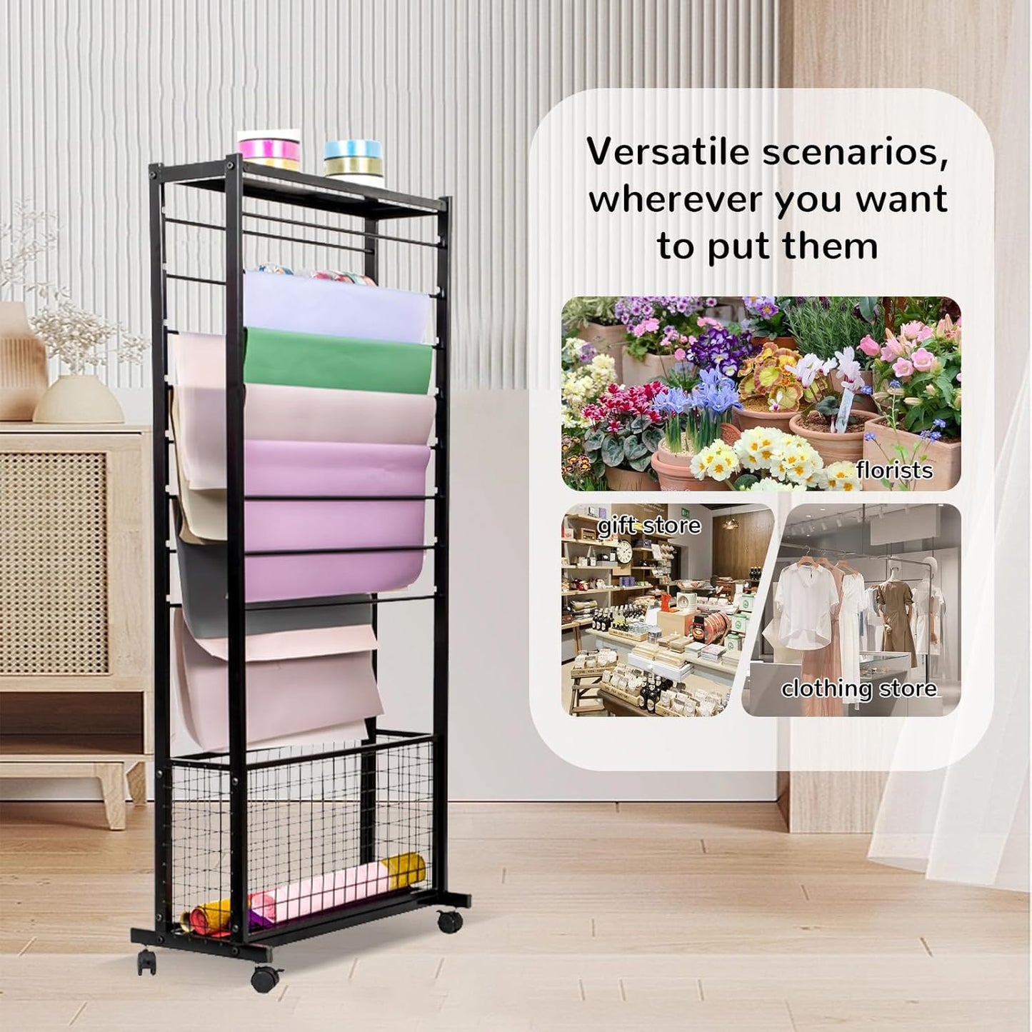 Double-Sided 16-Layer Ribbon Holder Organizer Rack,Ribbon Holder,Ribbon Storage,Metal Large Capacity Ribbon