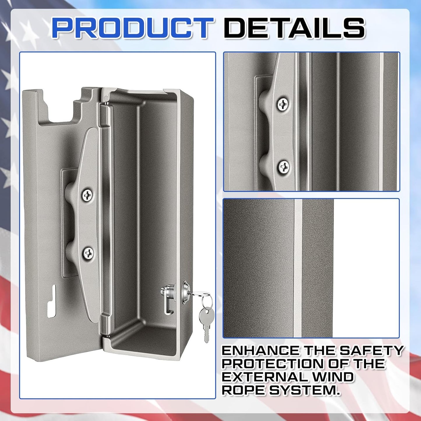 Flagpole Lock Box Anti-Theft Cleat Cover Flagpole Hardware for External Halyard Heavy Duty Cast Aluminum with Lock Prevents Flag Theft and Vandalism Fits 9 Inch Cleats with Install Kit