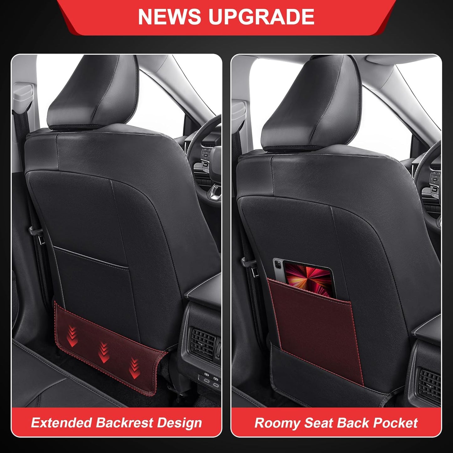 TTX LIGHTING Custom Fit Car Seat Covers for Toyota Camry 2012 2013 2014 2015 2016 2017 Front Seat 2pcs Faux Leather Black