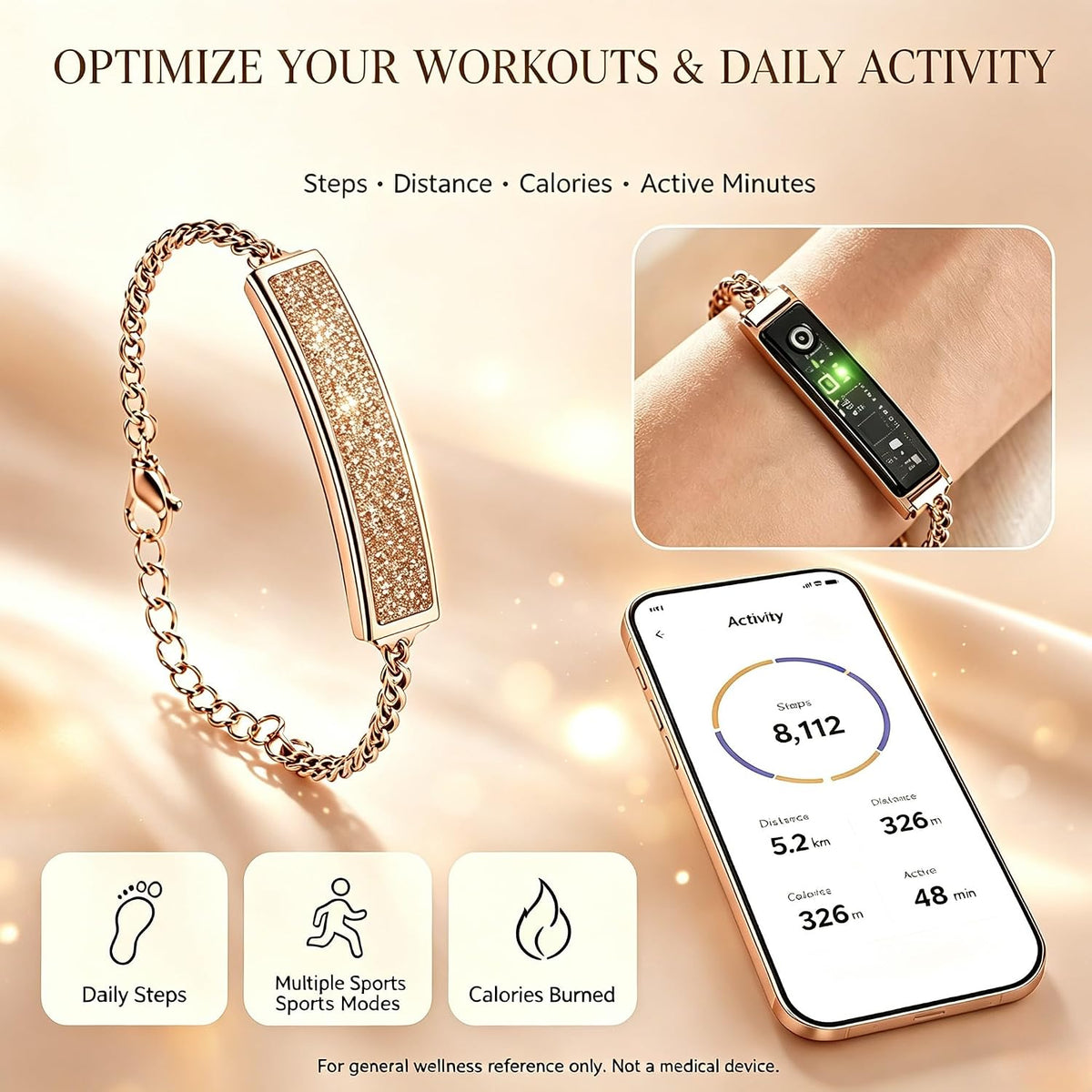 Smart Bracelet for Women, Activity Fitness Trackers Bracelet, Sleep Tracker Smart Band, Health Bracelets with 24/7 Monitor, Women's Health Tracking, Smart Watch, Gifts for Women