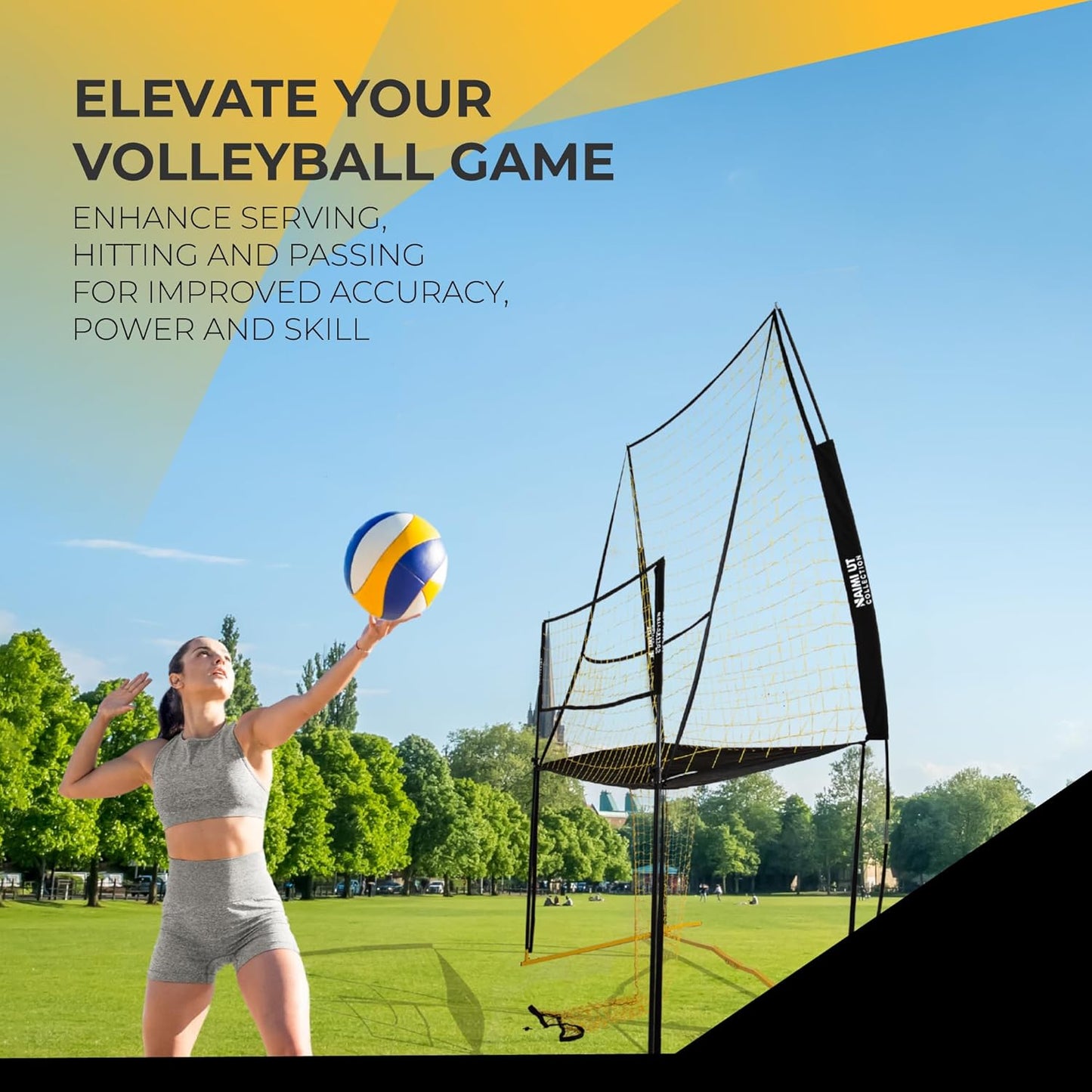 Volleyball Practice Equipment Training Net Station; Portable Indoor/Outdoor Volleyball Net; Adjustable Spike Training Equipment; Improve Accuracy,