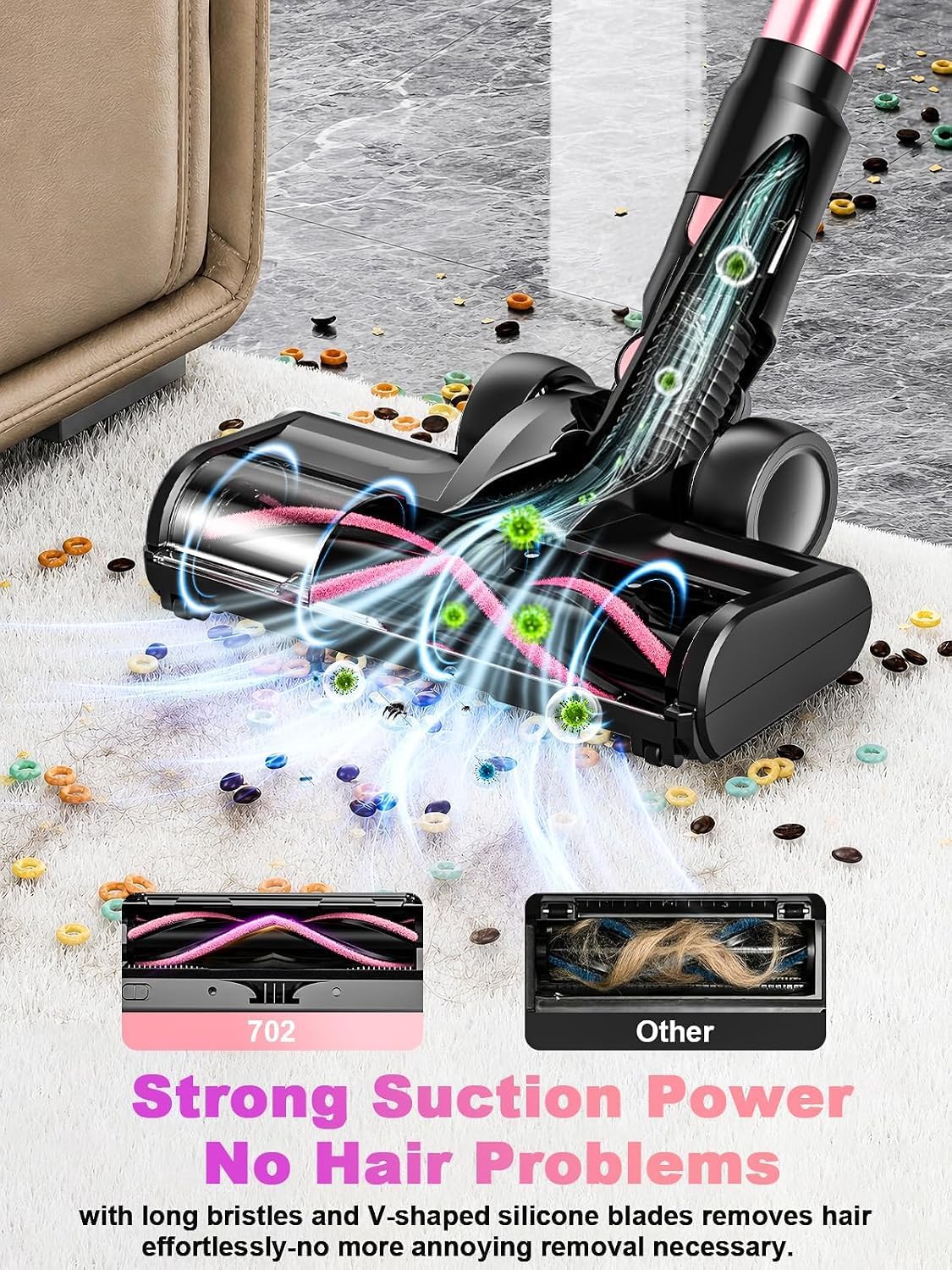 Cordless Vacuum Cleaner, 50KPa 45Mins 9-in-1 Self-Standing Stick Vacuum