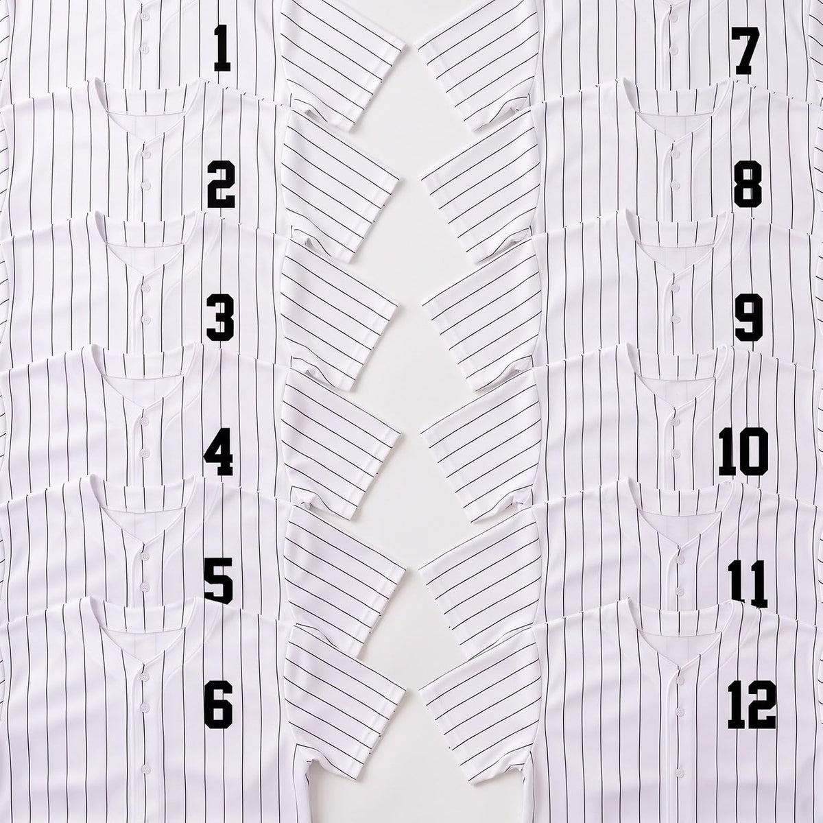 Softball Baseball Jersey 12-Pack | Pinstripe Team Set | S-2XL