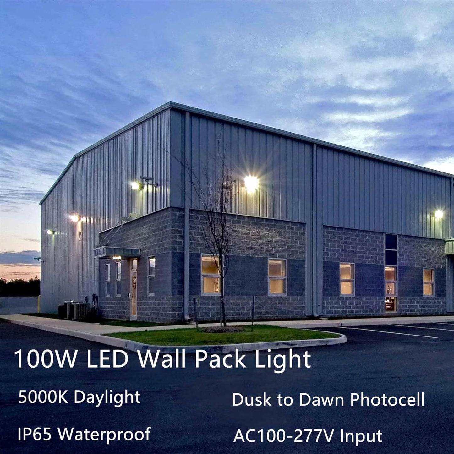 Paktonvo 100W LED Wall Pack,13000Lm 5000K Wall Pack Lights Dusk to Dawn,Repalces 600W HPS/HID Light,Commercial and Industrial Outdoor Lighting,LED