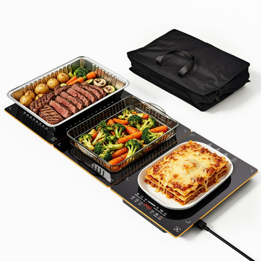 CAMMOO Electric Warming Tray, 31.8''x15'' 3-in-1, Tempered Glass Warming Mat for Food 31.8"L*15"W 3