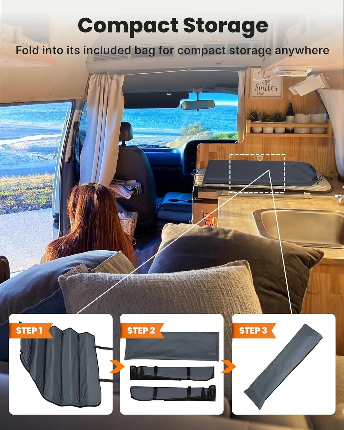 Magnetic Van Window Covers Fit for Ford Transit 150 250 350 High/Medium Roof 2015-2025, Blackout Privacy & Thermal Insulation Side Shades for Van Life & Camping, Easy Install, Gray (Pair) Front Door Windows