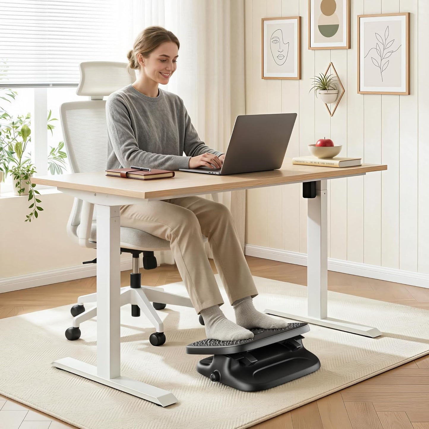 PEGZONE Under Desk Footrest, Adjustable Foot Rest with Height and Degree Angle,Ergonomic Desk Foot Rest with Massage Texture, Foot and Leg Rest for Home & Office Textured Massage Surface