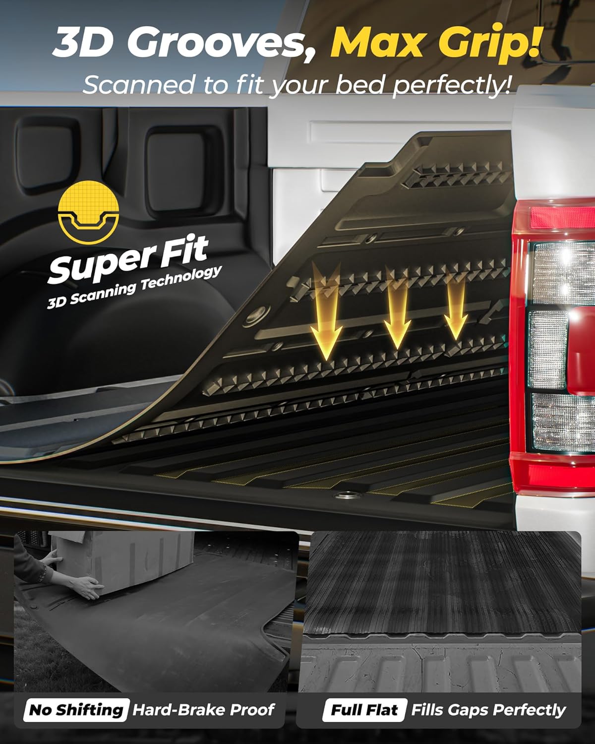3W Truck Bed Mat for Dodge Ram 1500/1500 RHO 2019-2026 & Ram 1500 Classic 2019-2024 Short Bed (5.7 FT / 67.4inches) All Weather Protection TPE Heavy Duty Cargo Bed Liner (Not for Rambox) 2019-2026 Dodge Ram 1500 Bed Mat(5.7FT)