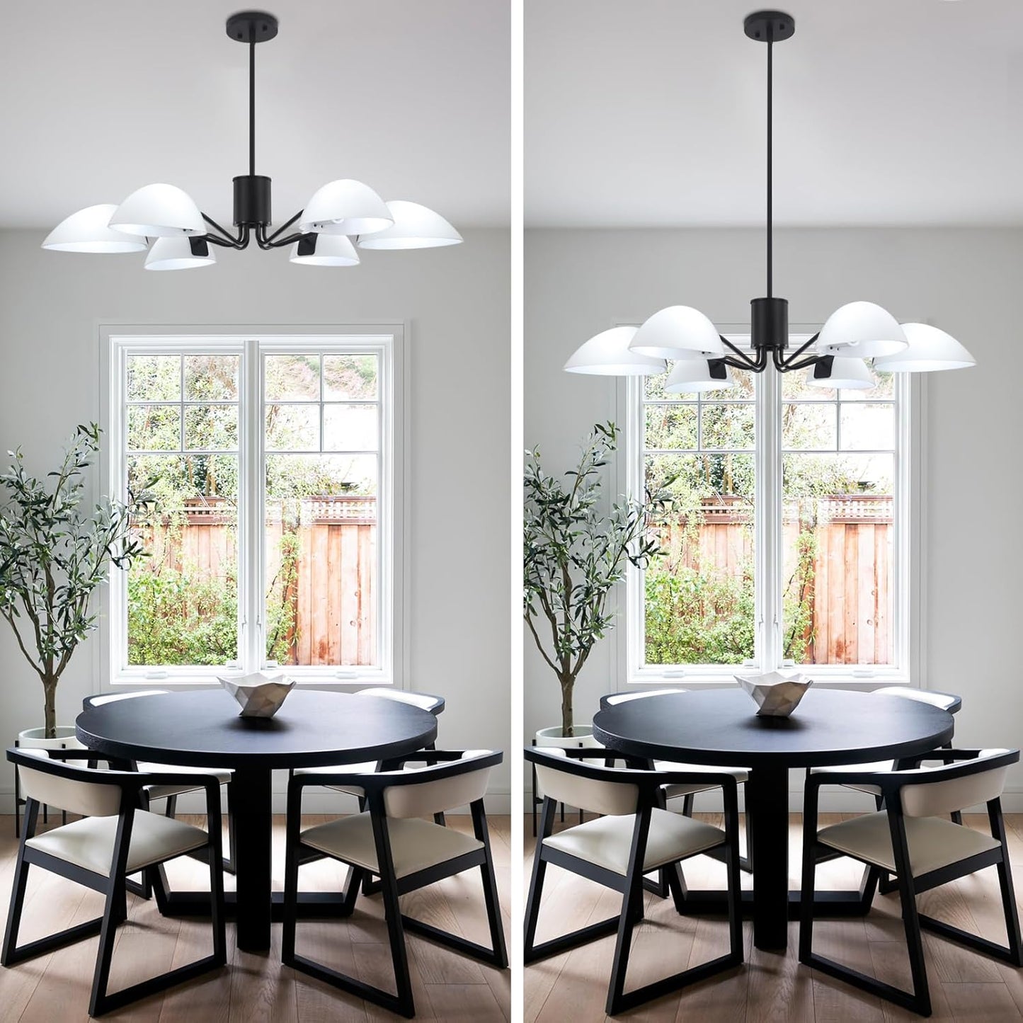 Black Chandeliers with Milk Glass Shades Modern Chandeliers for Dining Room Industrial 6 Light Pendant Light Fix