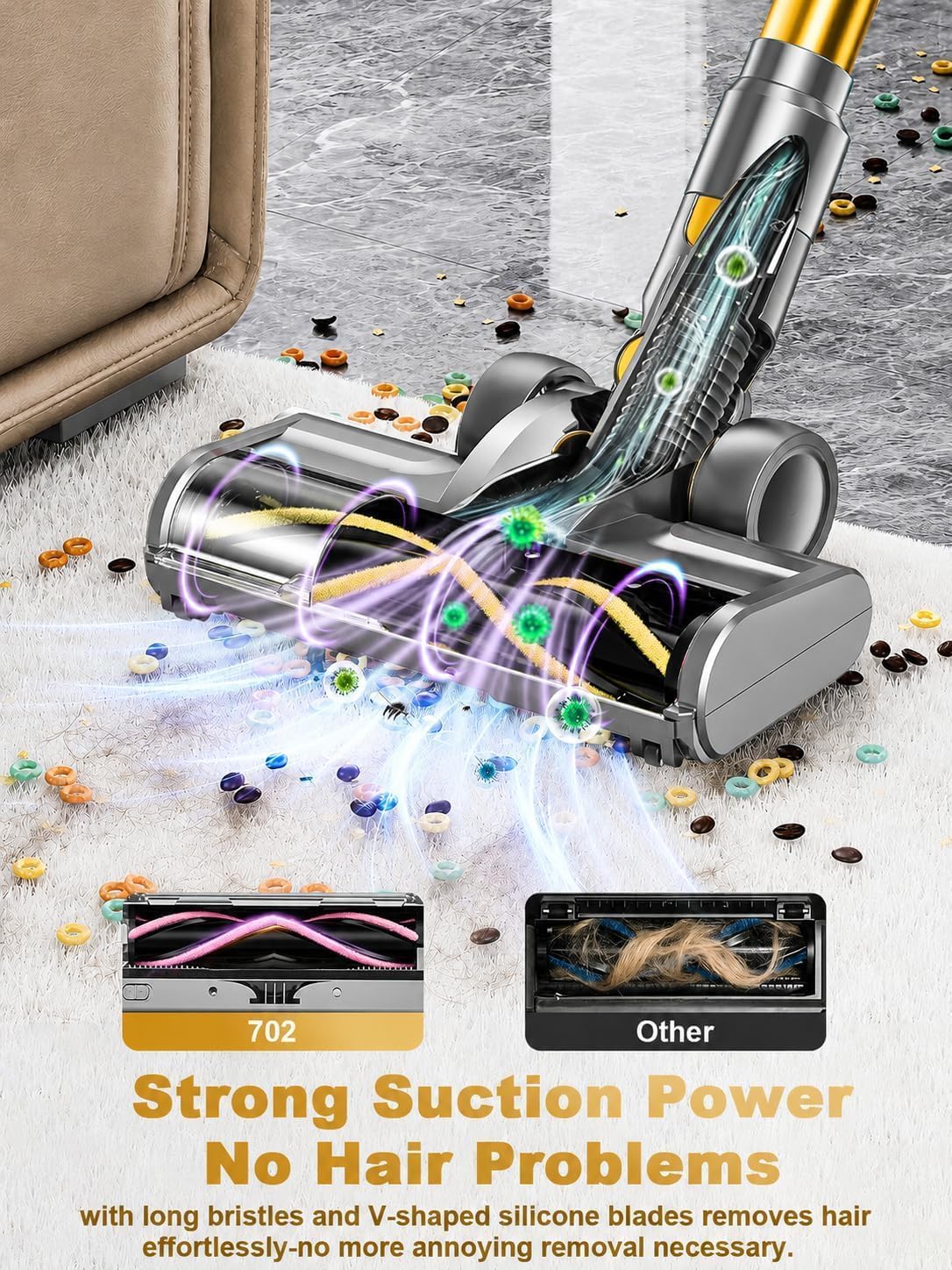 Cordless Vacuum Cleaner, 50KPa 45Mins 9-in-1 Self-Standing Stick Vacuum