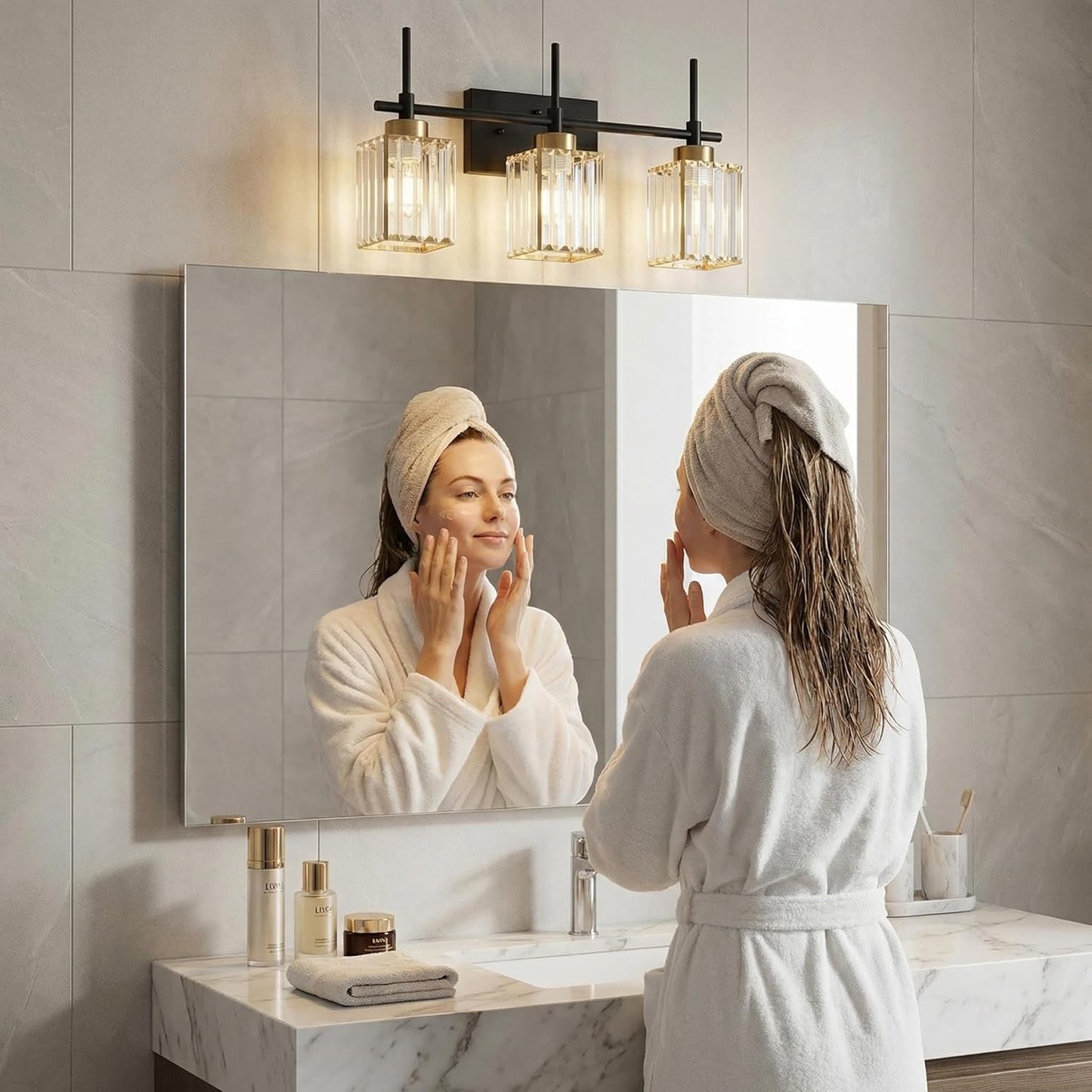 Torondo Modern Yellow Vanity Lights,Crystal Vanity Lights for Bathroom, Modern Crystal Bathroom Light Fixture