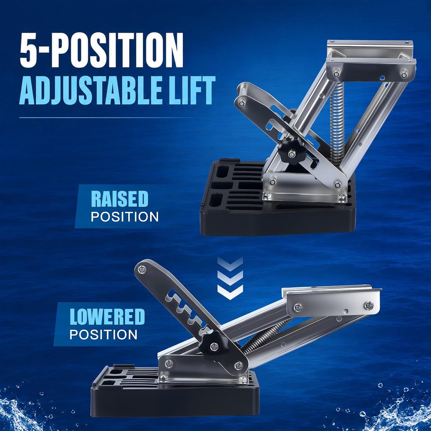 20 HP Outboard Motor Bracket, Heavy Duty Outboard Motor Mount | Stainless Steel Marine Kicker Motor Bracket, 20 HP Adjustable Auxiliary Boat Motor Mount for Yacht, Motorboats, Fishing Boats