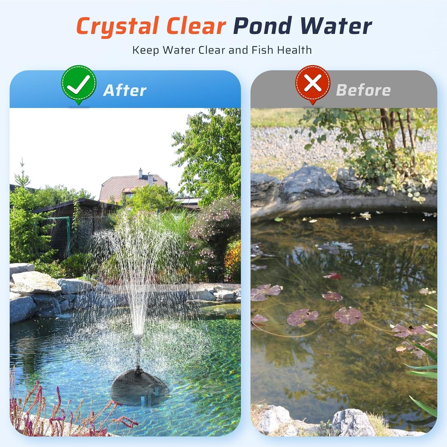 Antfraer Pond Filter with U-V Clarifier, 660GPH Pond Pump and Filter Kit & RGB LED Lights, All-in-One Submersible Pond Fountain for Outdoor Ponds, Koi Ponds, Water Gardens with Remote Control With Remote RGB Lights