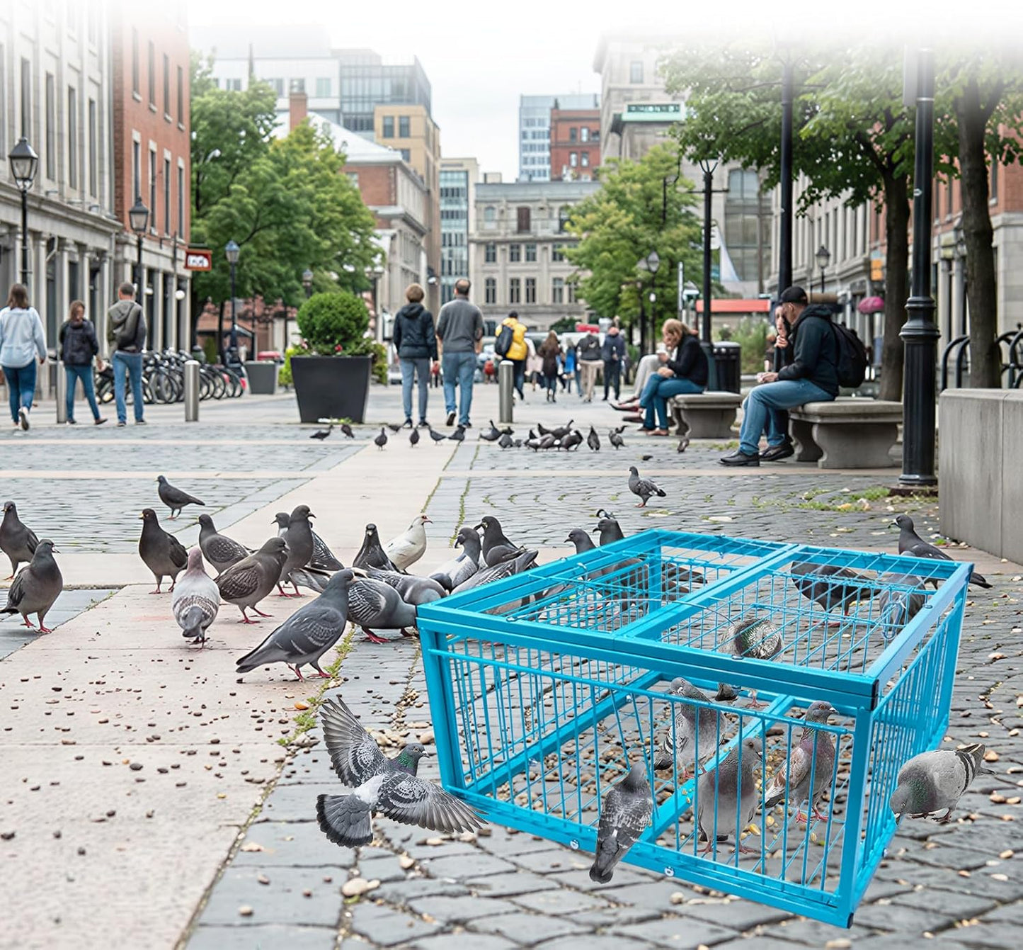 4-Sided Walk-in Pigeon Trap - Humane Live Bird Cage for Safe Capture & Transport