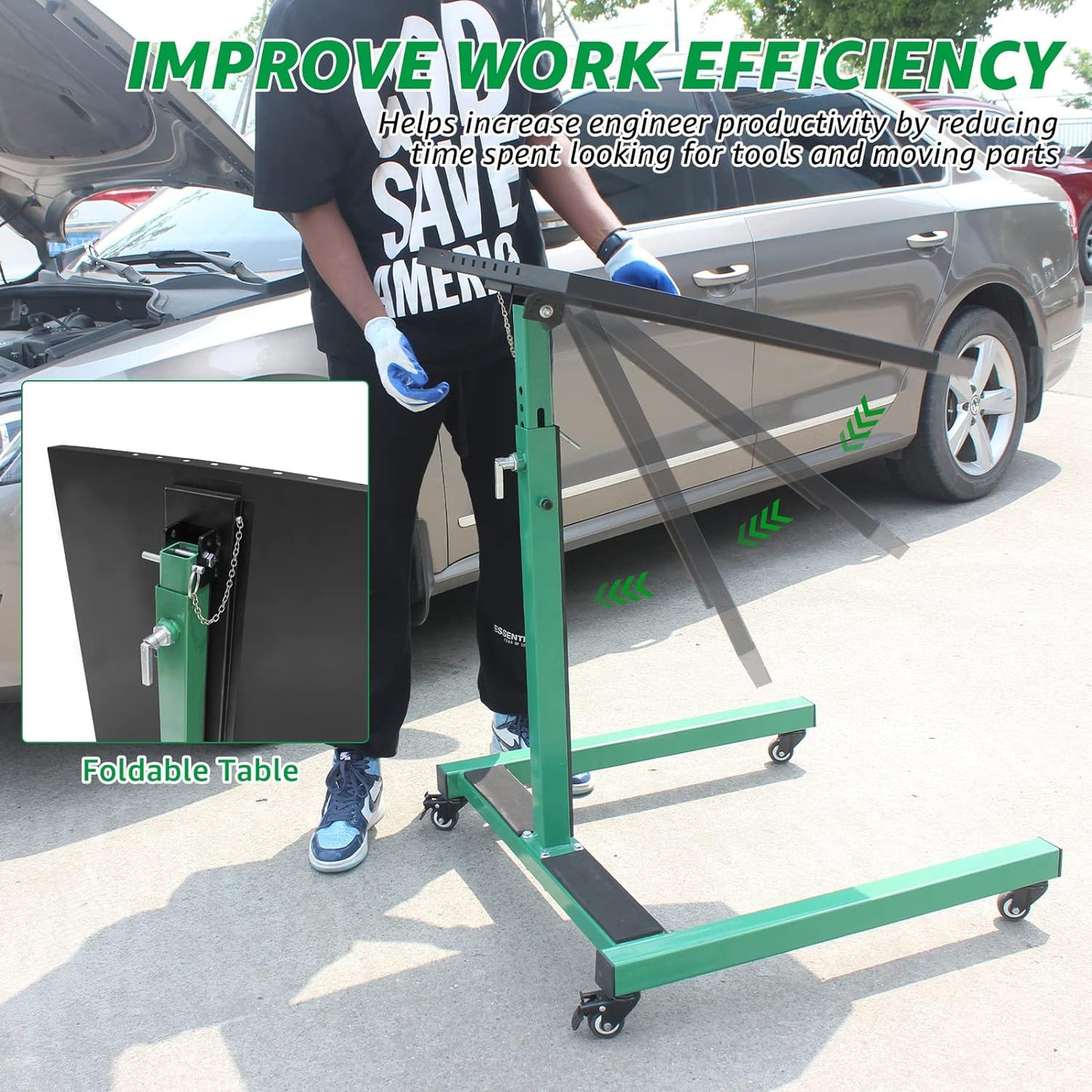 15 Positions Adjustable Height Mobile Work Table