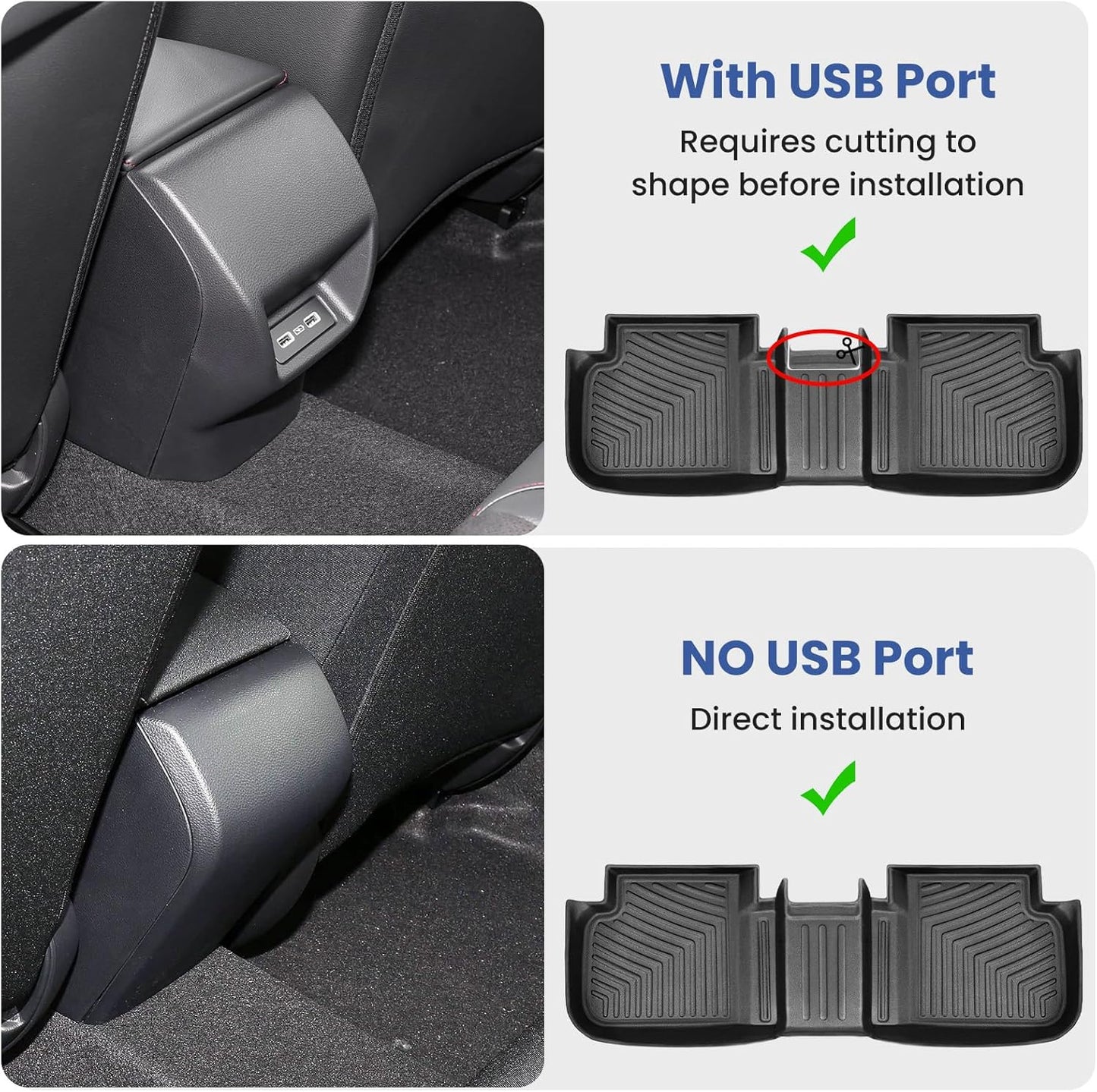 Floor Mats for Honda Civic 2022-2026 Sedan Hatchback Si | Include Sport, Not for Hybrid, with & w/o USB Port | 1st & 2nd Row, All Weather TPE Floor Mats for Acura Integra 23-25