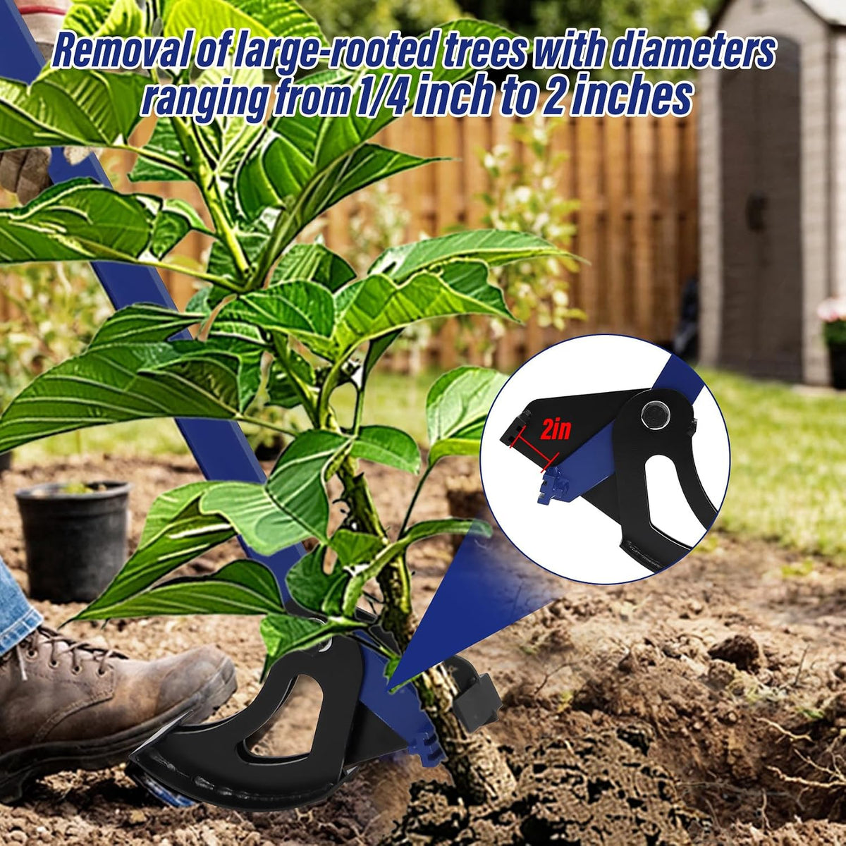 Anrain Foldable Portable Sapling Puller Tool for 1/4"–2" Woody Stems,Heavy-Duty Sapling Puller, High-Leverage Tree Puller | Ergonomic Effort-Saving Design – Ideal for Garden, Farm & Forestry