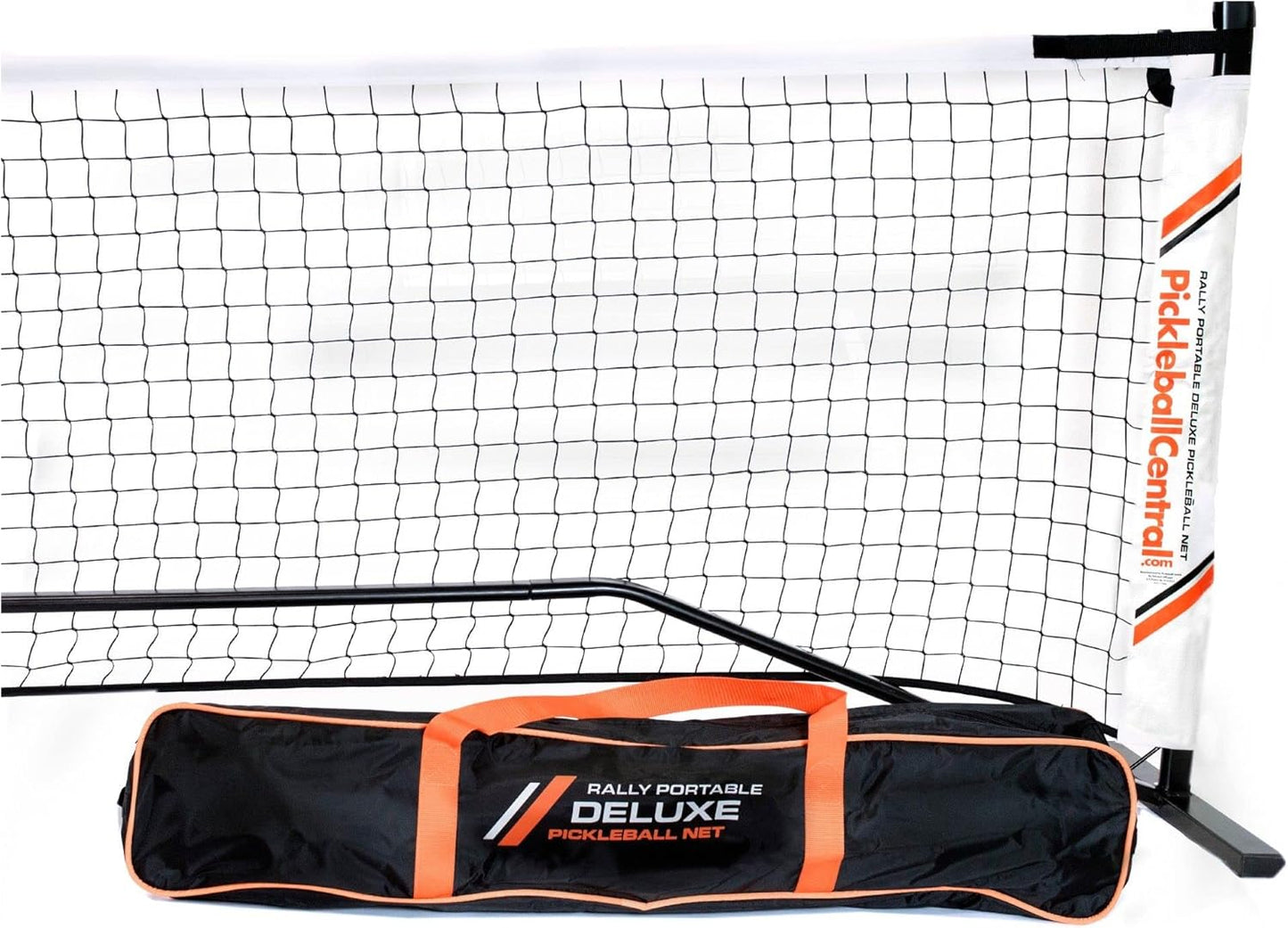 Rally Deluxe Portable Pickleball Net System, Enhanced Oval Post Metal Frame, Regulation Size 22 Foot Length, Includes Steel Frame, Net and Carry Bag