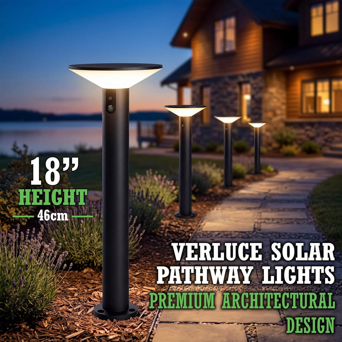Solar Pathway Lights Victorian Series, Motion Sensor, 3 Modes, 4pk 4PK | 18" H