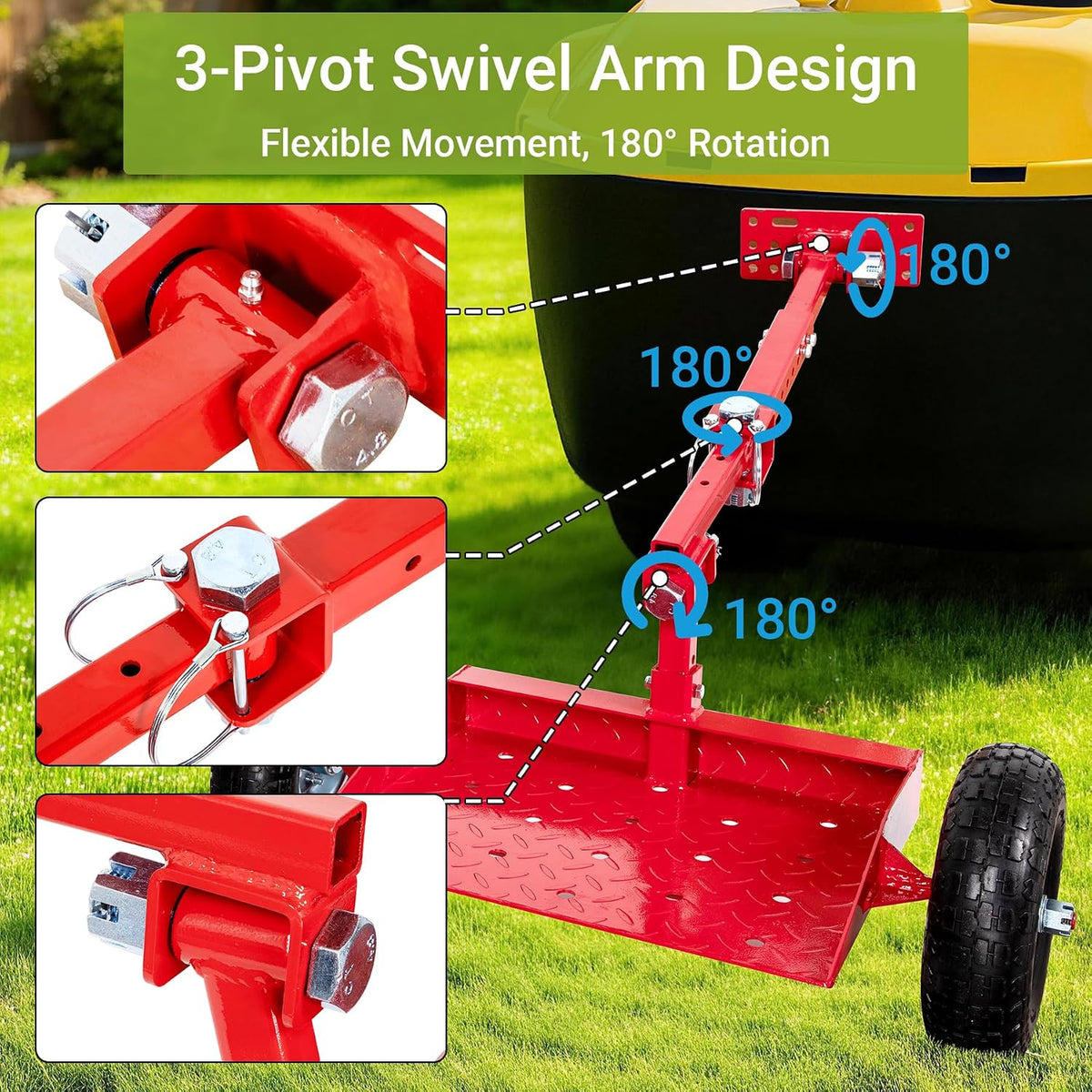 Updated Lawn Mower Wheels Sulky, Red Walk Behind Mower-Sulky