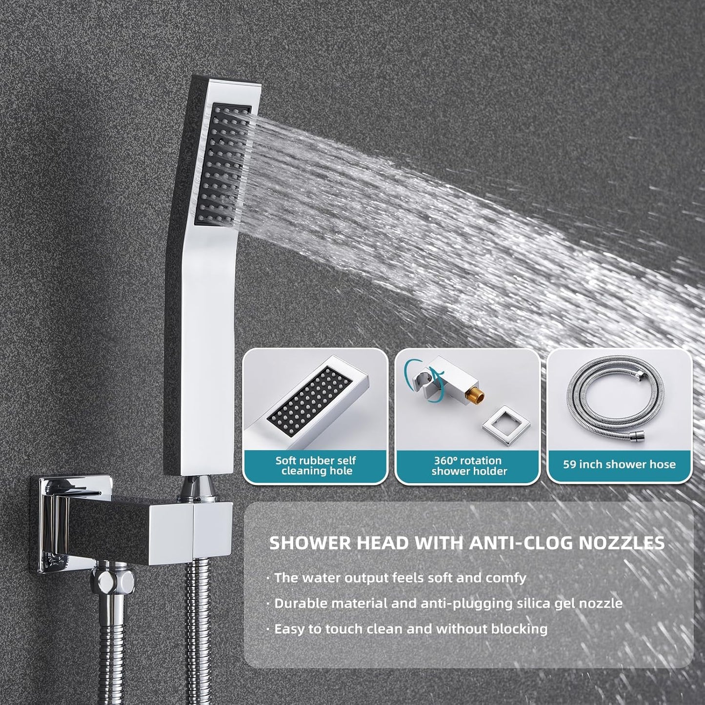 Shower System, GAJINA Shower Faucet Set Rain Shower System with High Pressure 12 Inch Rain Shower Head with Handheld Sprayer, Wall Mounted Bathroom